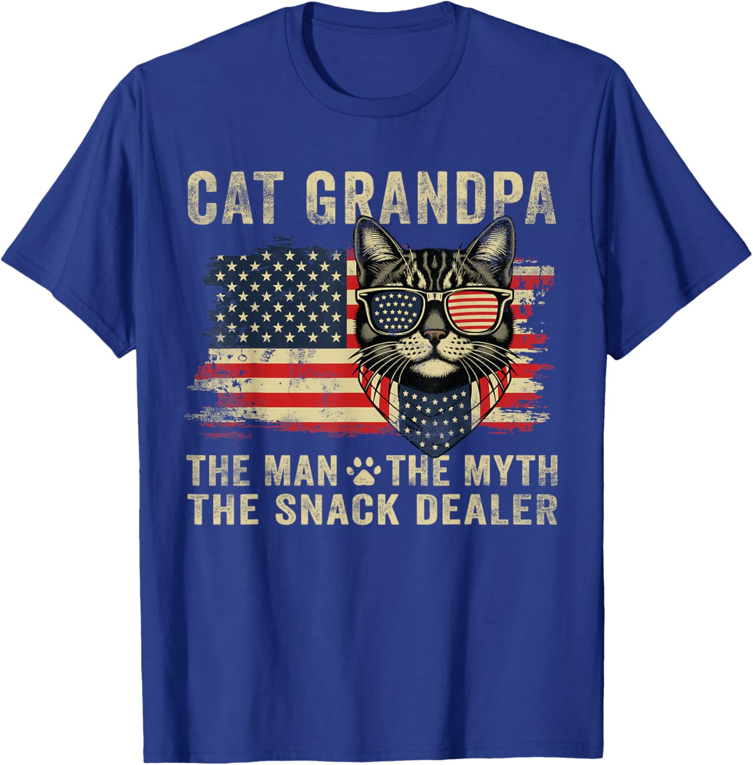 Cat Grandpa The Man The Myth The Snack Dealer Father's Day T-Shirt - T-Shirt | Royal