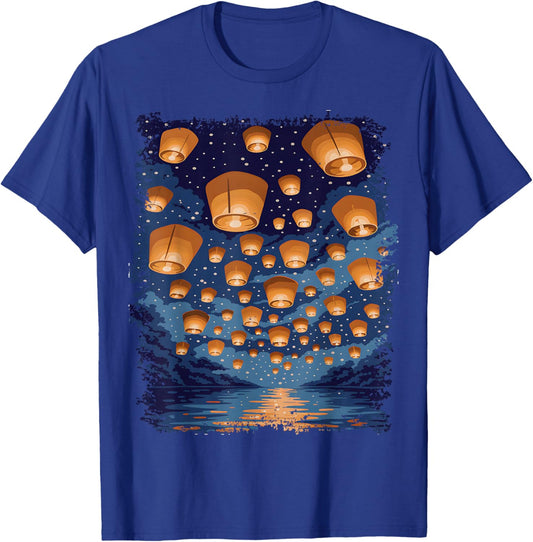 Floating Lantern Sky Festival Art T-Shirt - T-Shirt | Royal