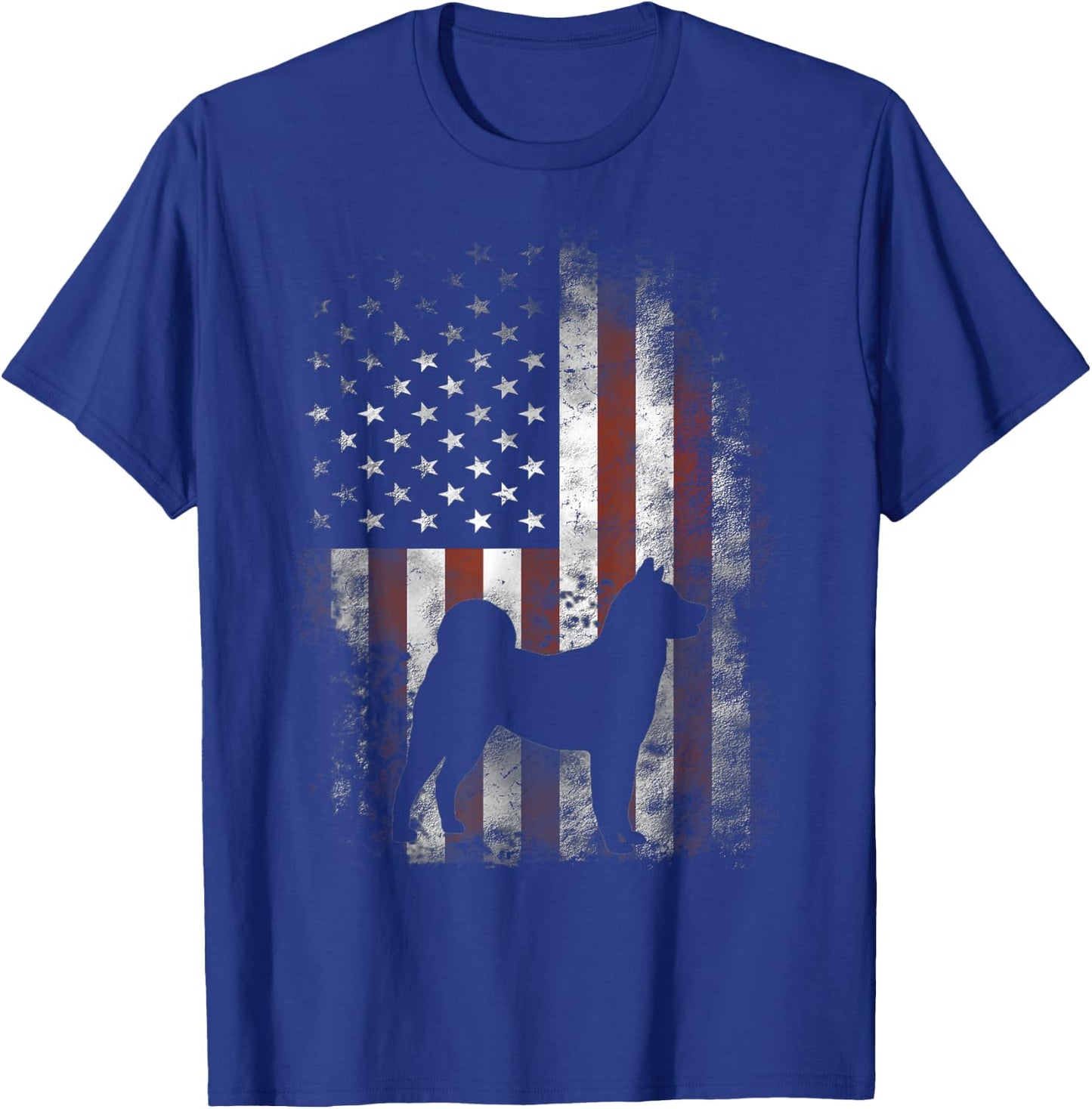 Akita Inu American Flag Patriotic 4th Of July T-Shirt - T-Shirt | Royal