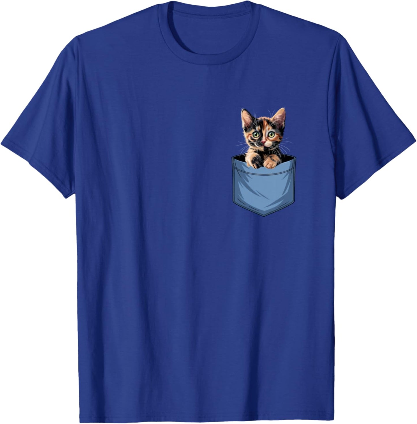 Cute Pocket Tortoiseshell Cat Lover Cat Mom T-Shirt - T-Shirt | Royal