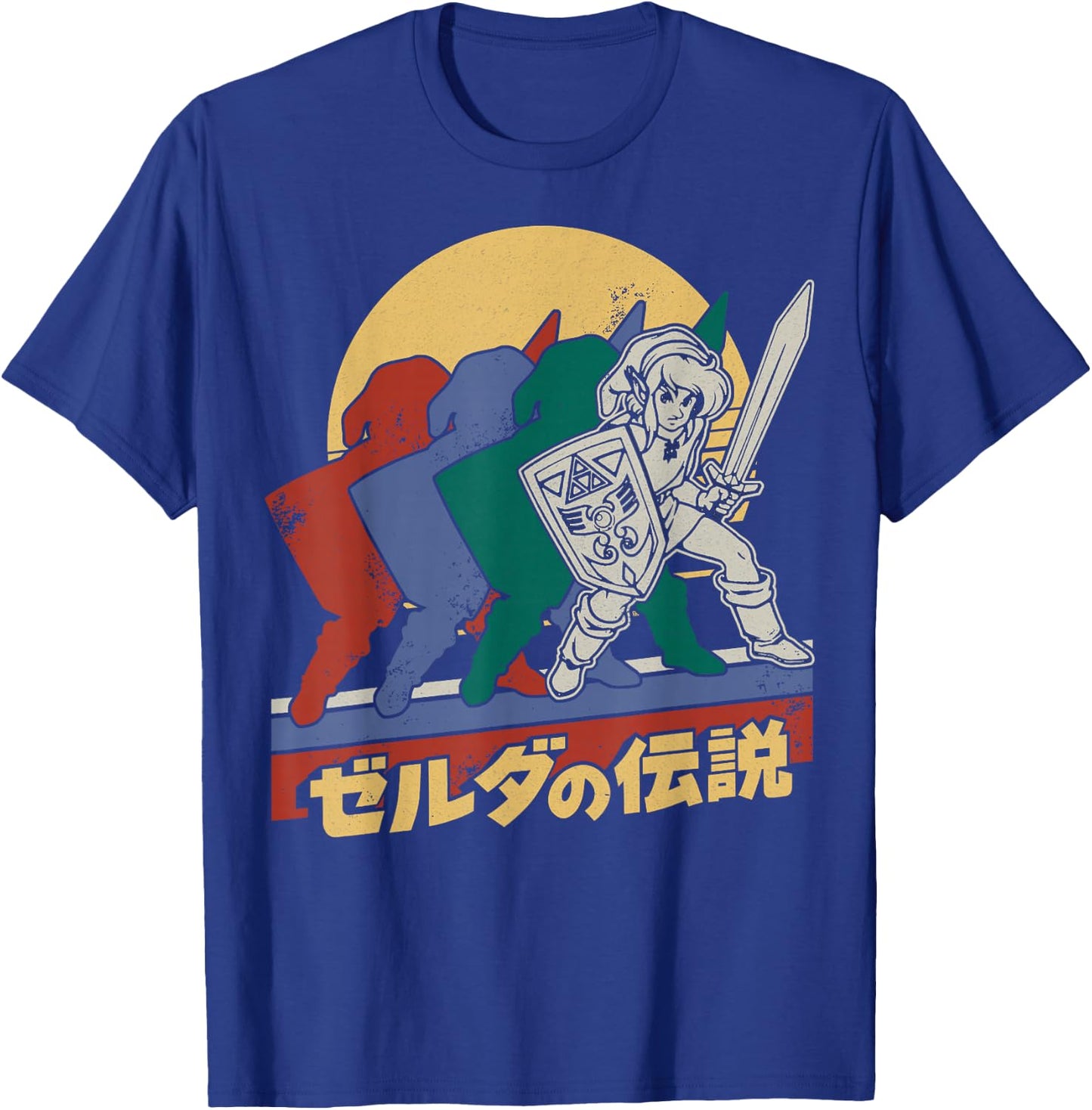 The Legend Of Zelda Retro Link Kanji Portrait - Black, Adult, Male, Short Sleeve, , Legend Of Zelda, S T-Shirt - T-Shirt | Royal