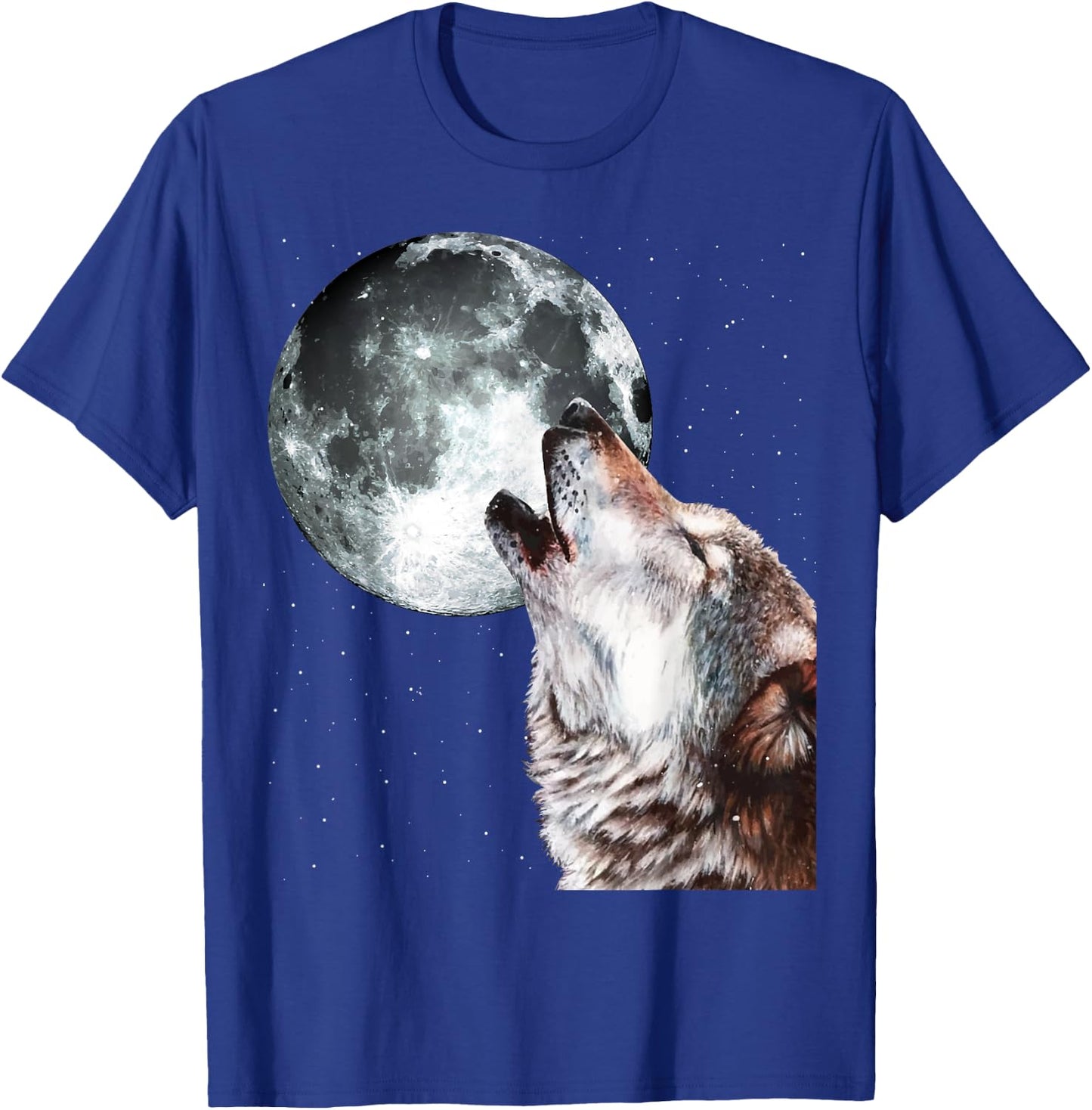 Howling Wolf At The Full Moon Men Women Wolf Lover T-Shirt - T-Shirt | Royal