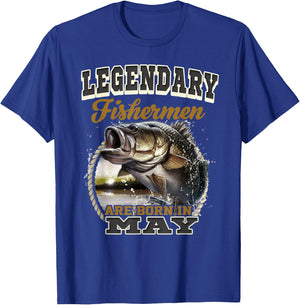 Legendary Fishermen Are Born In May Birthday Fisherman Gift T-Shirt - T-Shirt | Royal