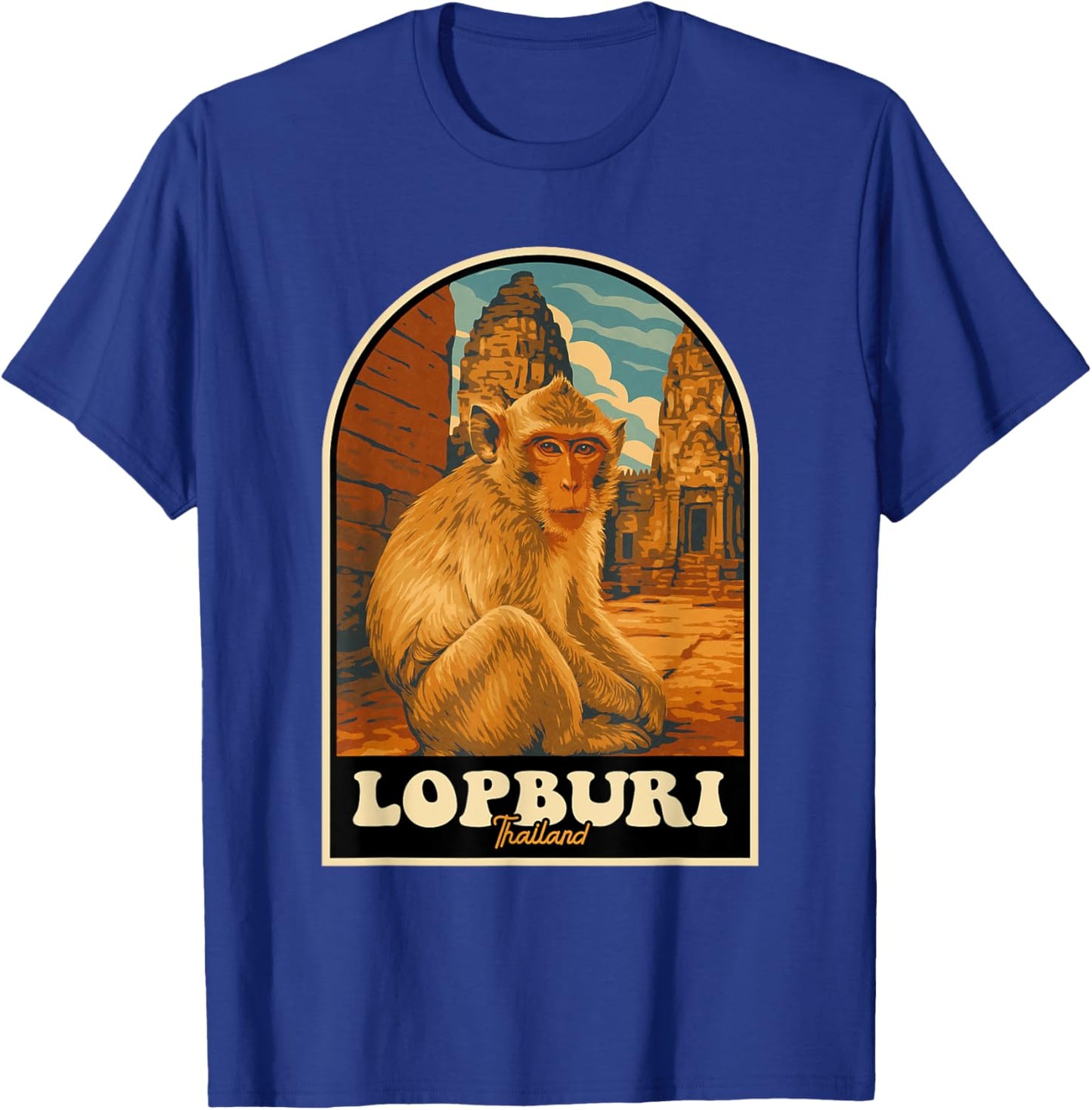 Lopburi Thailand Monkey Temple Vintage Travel Souvenir T-Shirt - T-Shirt | Royal