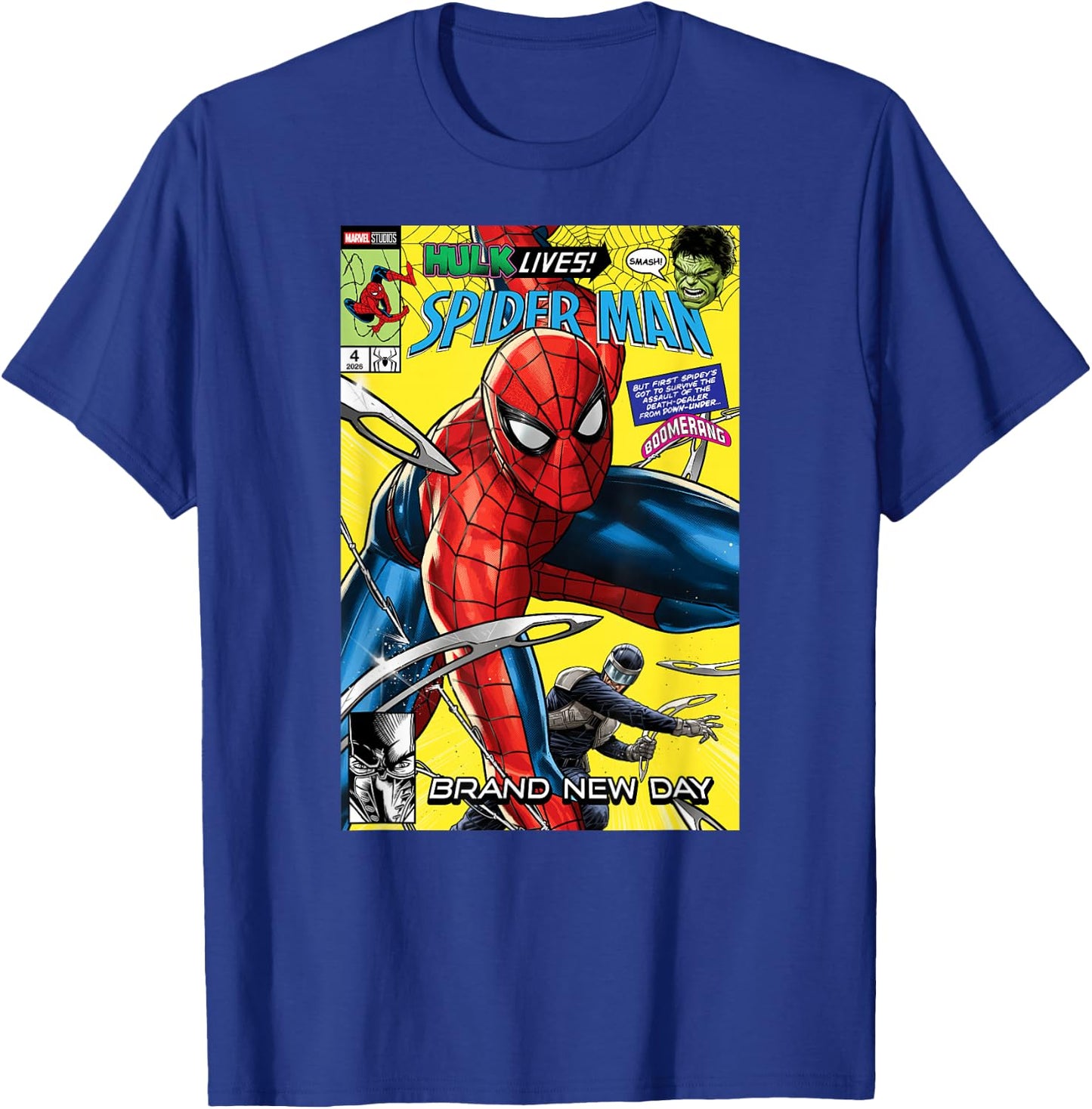 Marvel Spider-Man: BND Movie 2026 Hulk Boomerang Comic Cover T-Shirt - T-Shirt | Royal