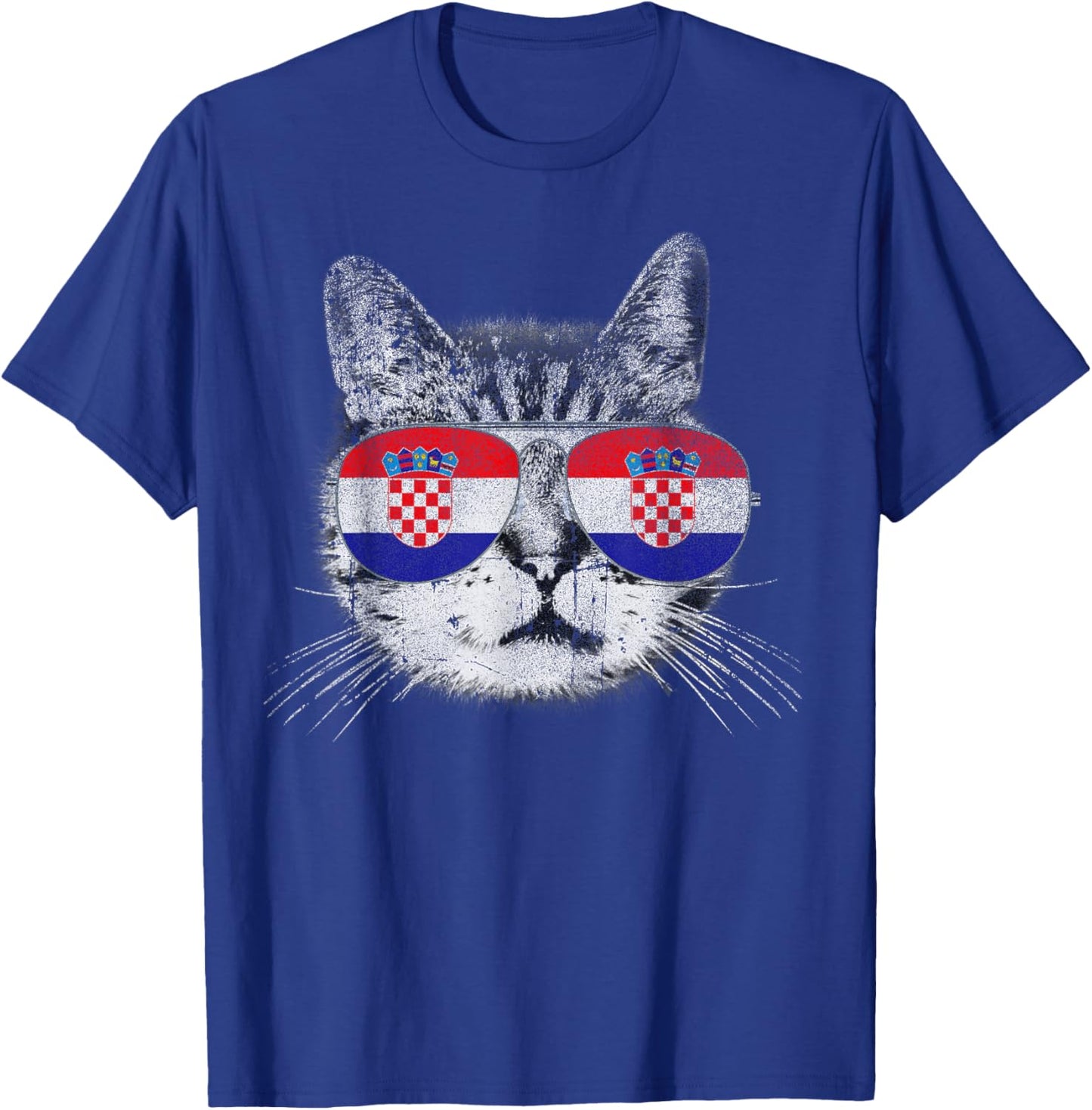 Croatian Croatia - Flag Cat Vintage Men Women Graphic Cool T-Shirt - T-Shirt | Royal