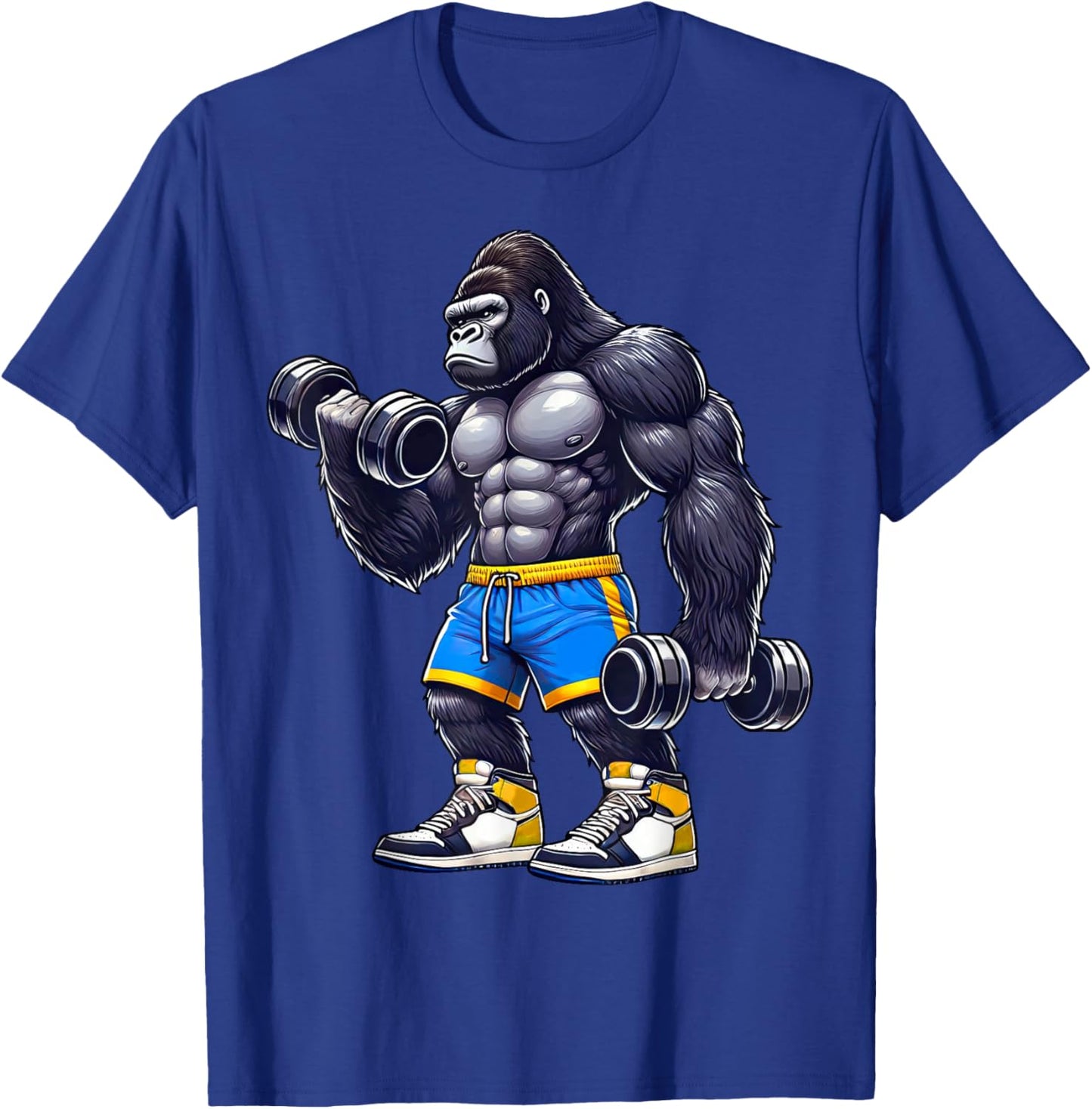 Gorilla Lifting Dumbbells Weightlifting Fitness Gym T-Shirt - T-Shirt | Royal