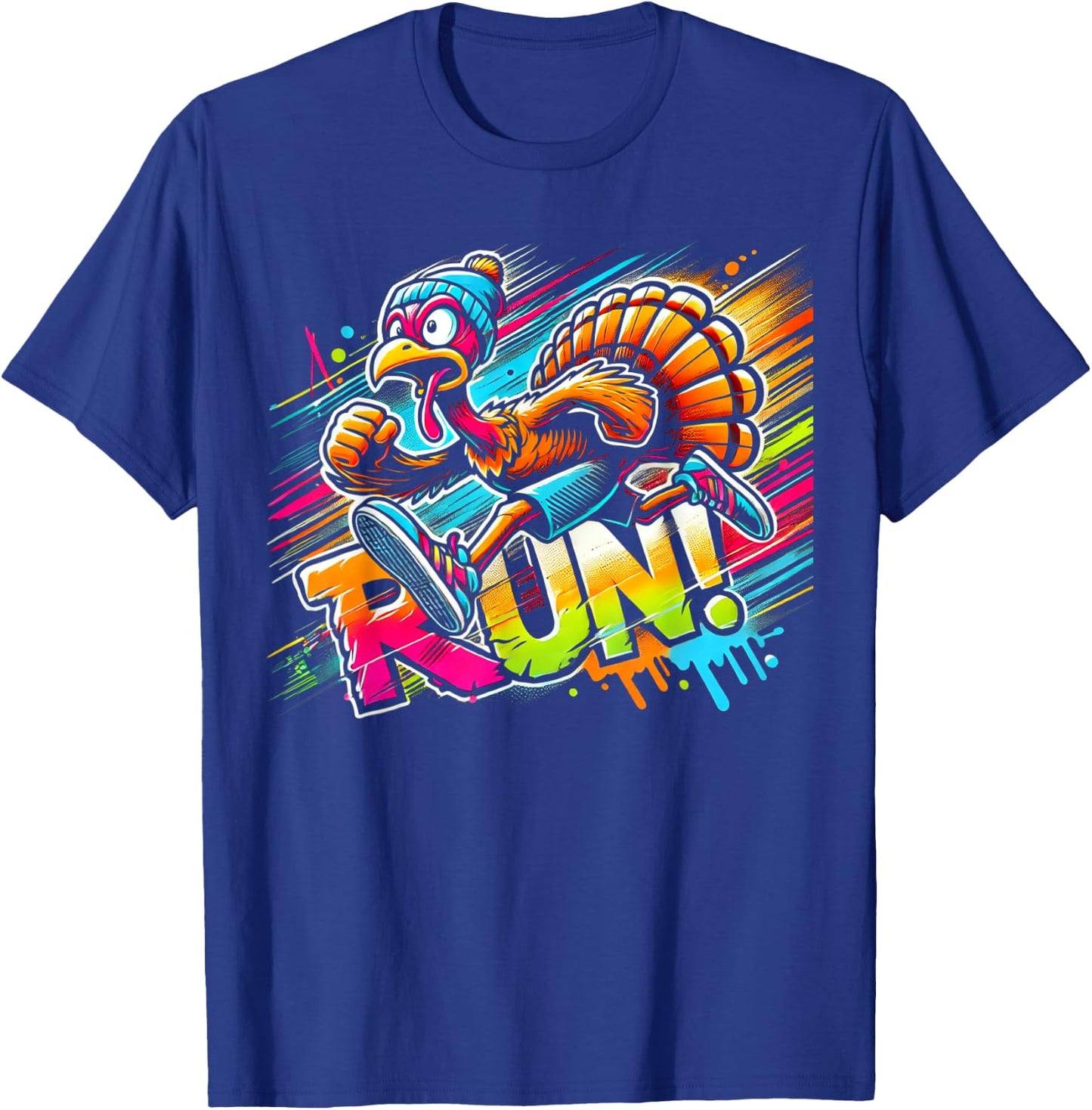 Turkey Costume Adult or Running Face Turkey Trot T-Shirt - T-Shirt | Royal