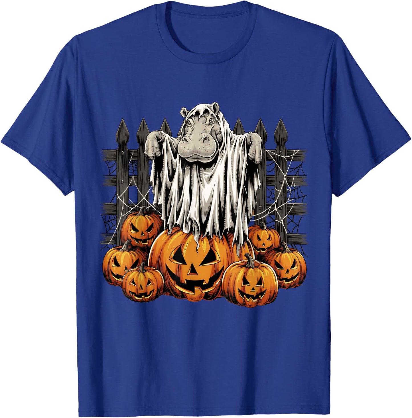 Halloween Hippo Ghost and Pumpkins Costume T-Shirt - T-Shirt | Royal