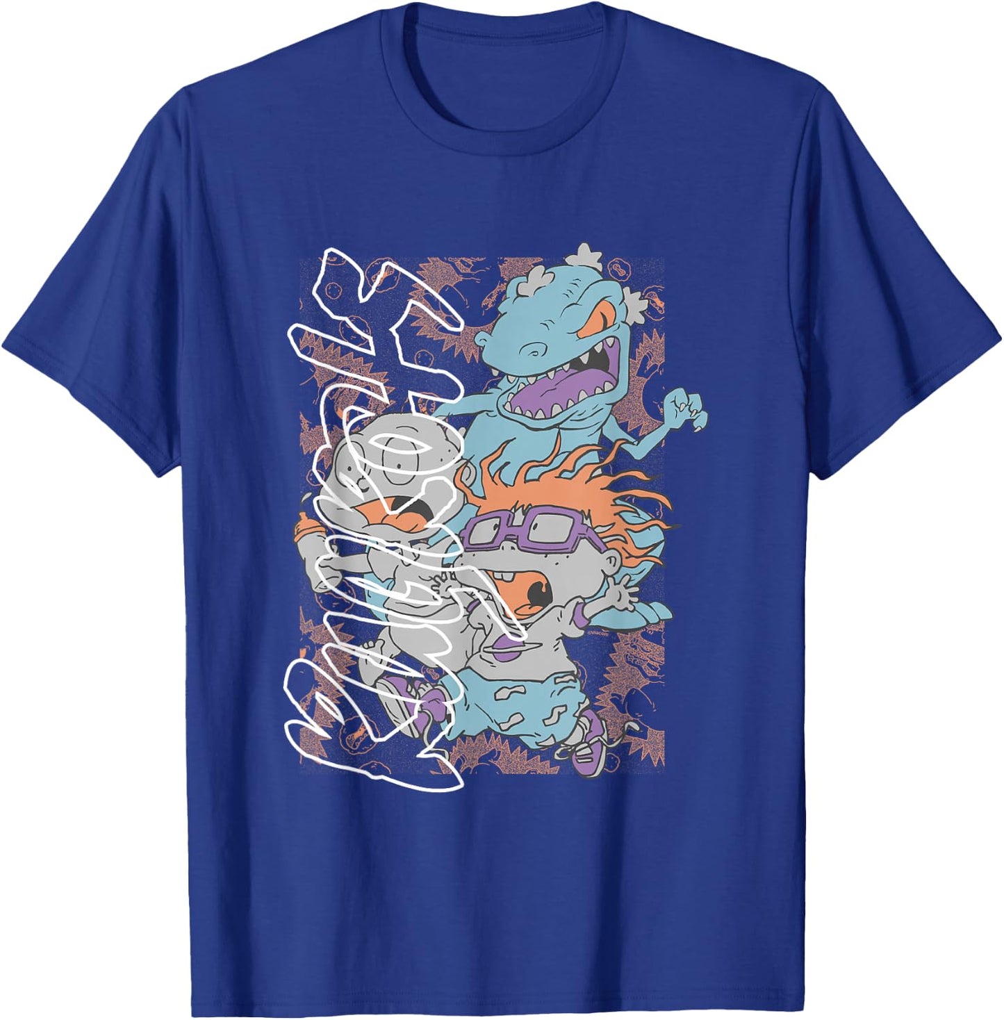 Rugrats Running From Reptar Tommy & Chuckie Retro Poster T-Shirt - T-Shirt | Royal