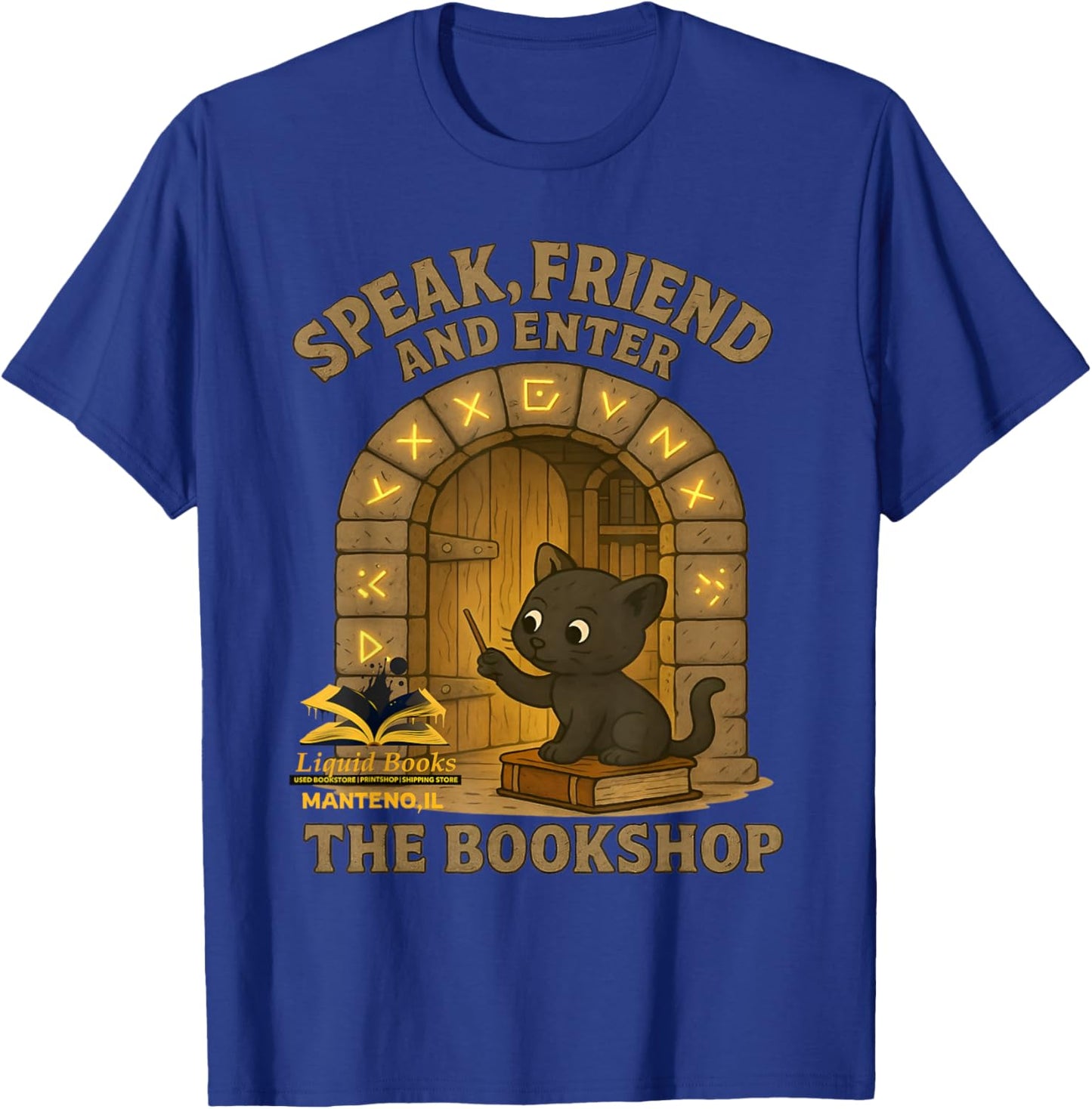 Speak Friend Enter Funny Bookshop Magic Black Panther Design T-Shirt - T-Shirt | Royal
