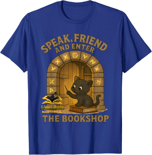 Speak Friend Enter Funny Bookshop Magic Black Panther Design T-Shirt - T-Shirt | Royal