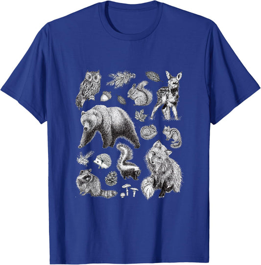 Woodland Animals Forest Men's Women's Kid's T-Shirt - T-Shirt | Royal
