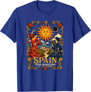 Spain Total Solar Eclipse 2026 August Flamenco Astronomy Art T-Shirt - T-Shirt | Royal