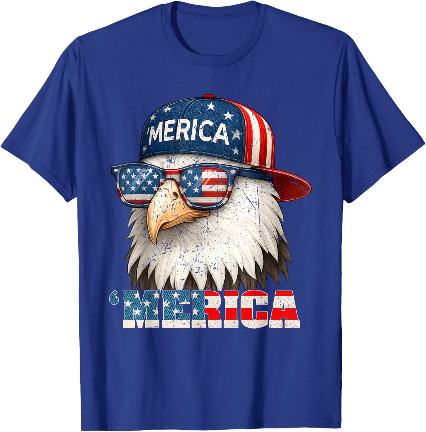 America Bald Eagle US American Flag Patriotic 4th of July T-Shirt - T-Shirt | Royal