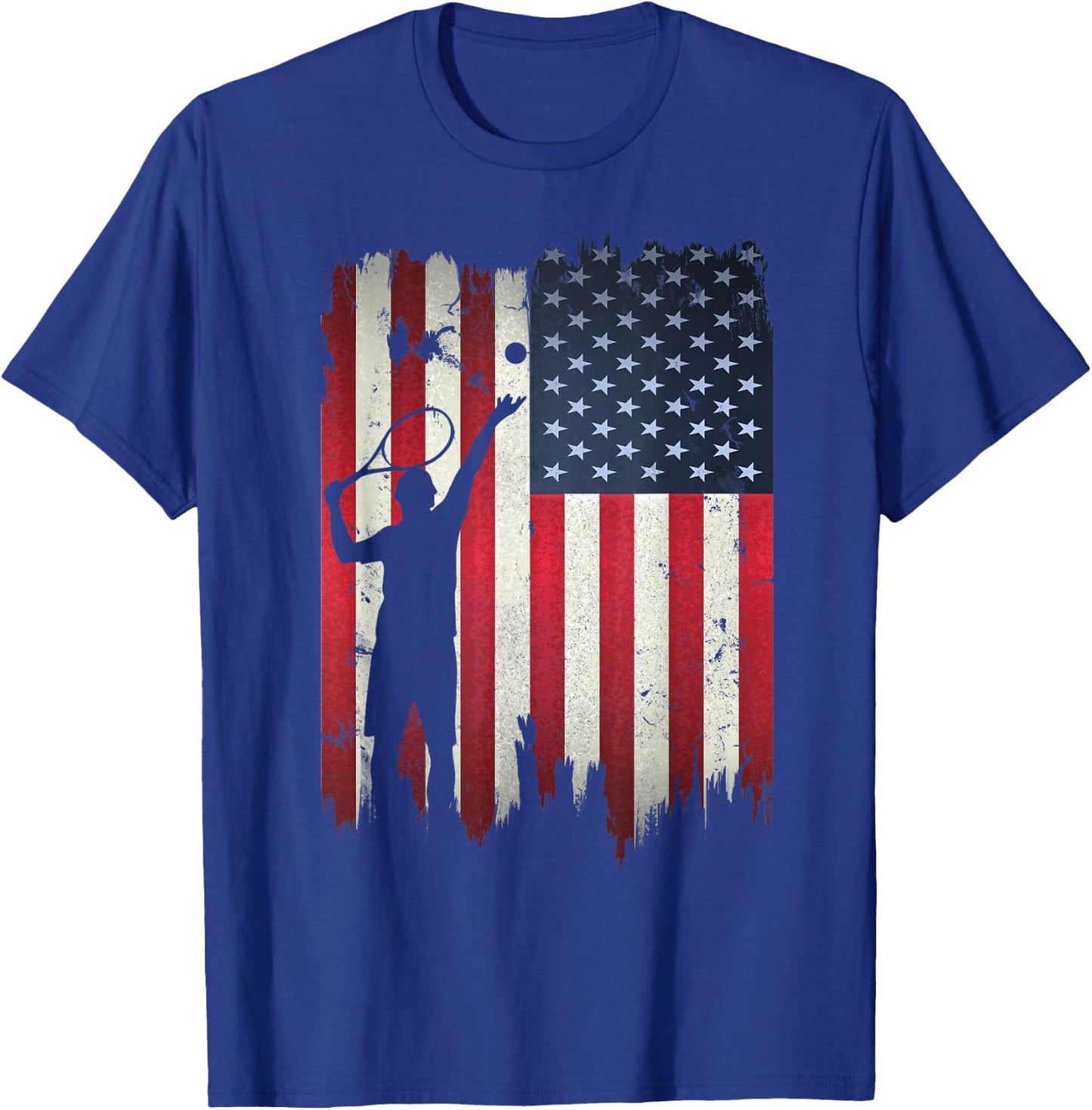 Tennis USA American Flag 4th of July Patriotic Sports Women Kids Men T-Shirt - T-Shirt | Royal