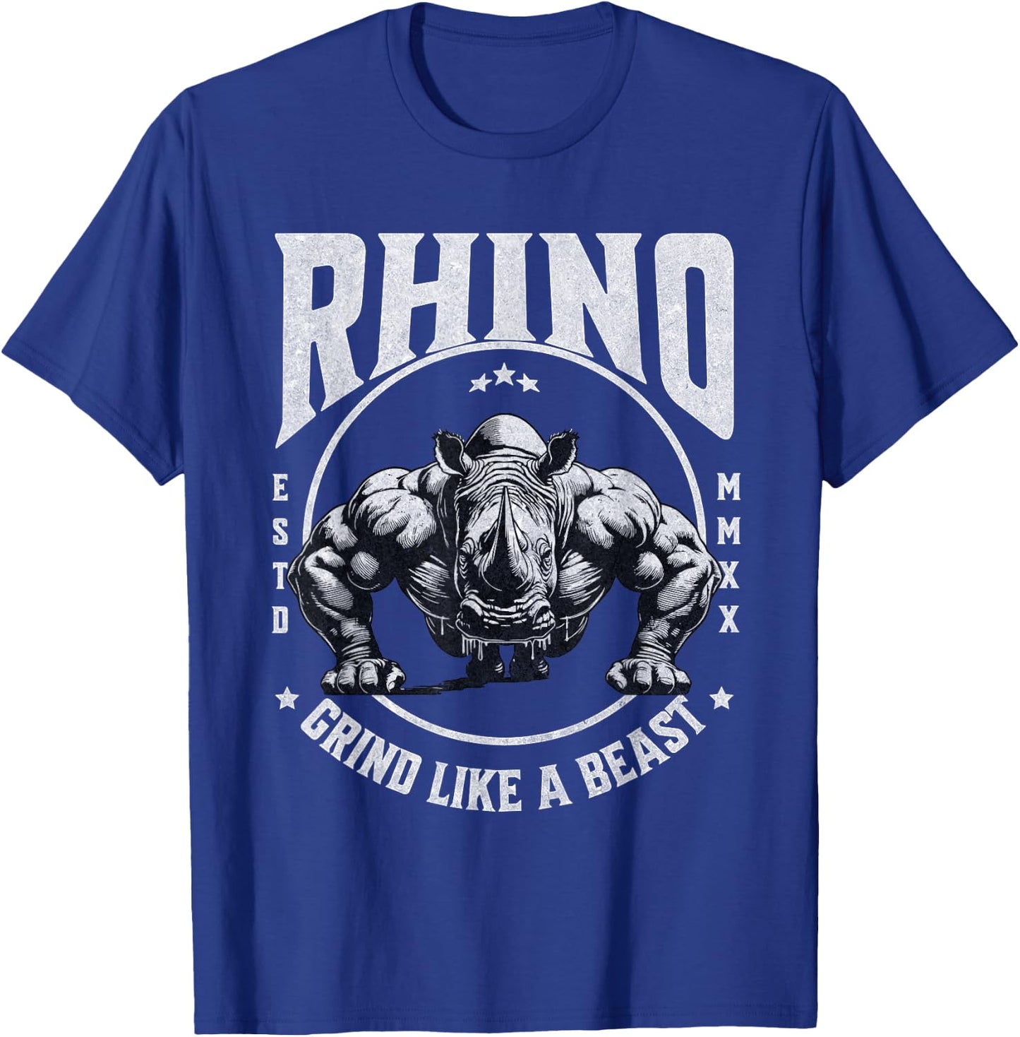 Rhino Grind Like a Beast Pushup Gym Motivation Workout T-Shirt - T-Shirt | Royal