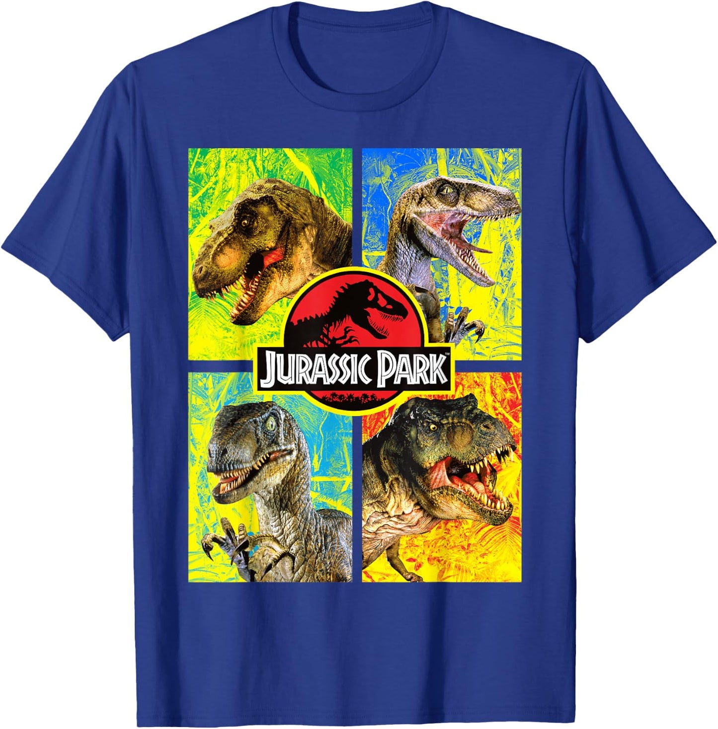 Jurassic Park Four Different Dinosaur Faces Graphic T-Shirt - T-Shirt | Royal