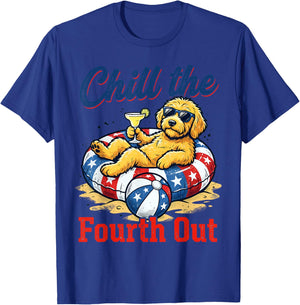 Chill The Fourth Out Patriotic Goldendoodle USA Dog T-Shirt - T-Shirt | Royal