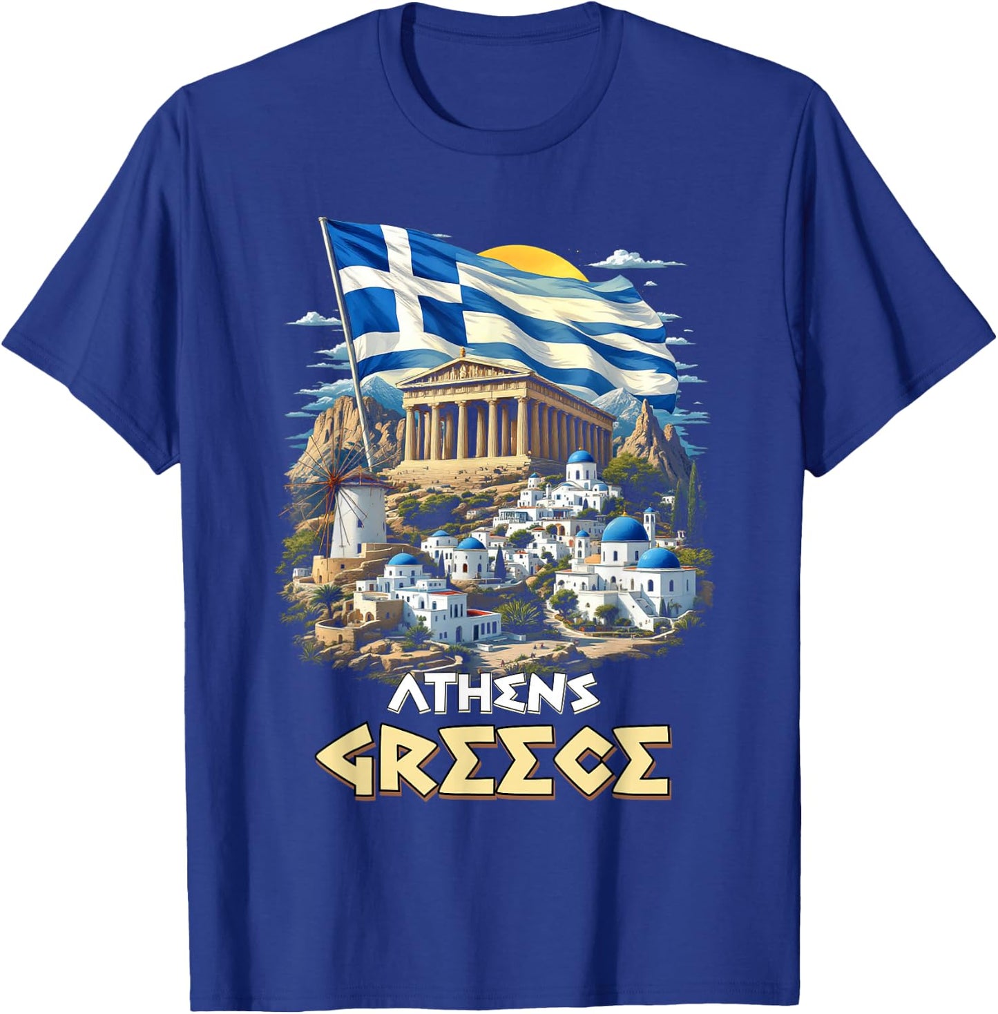 Athens Greece Flag Athens Souvenir Travel Vacation T-Shirt - T-Shirt | Royal
