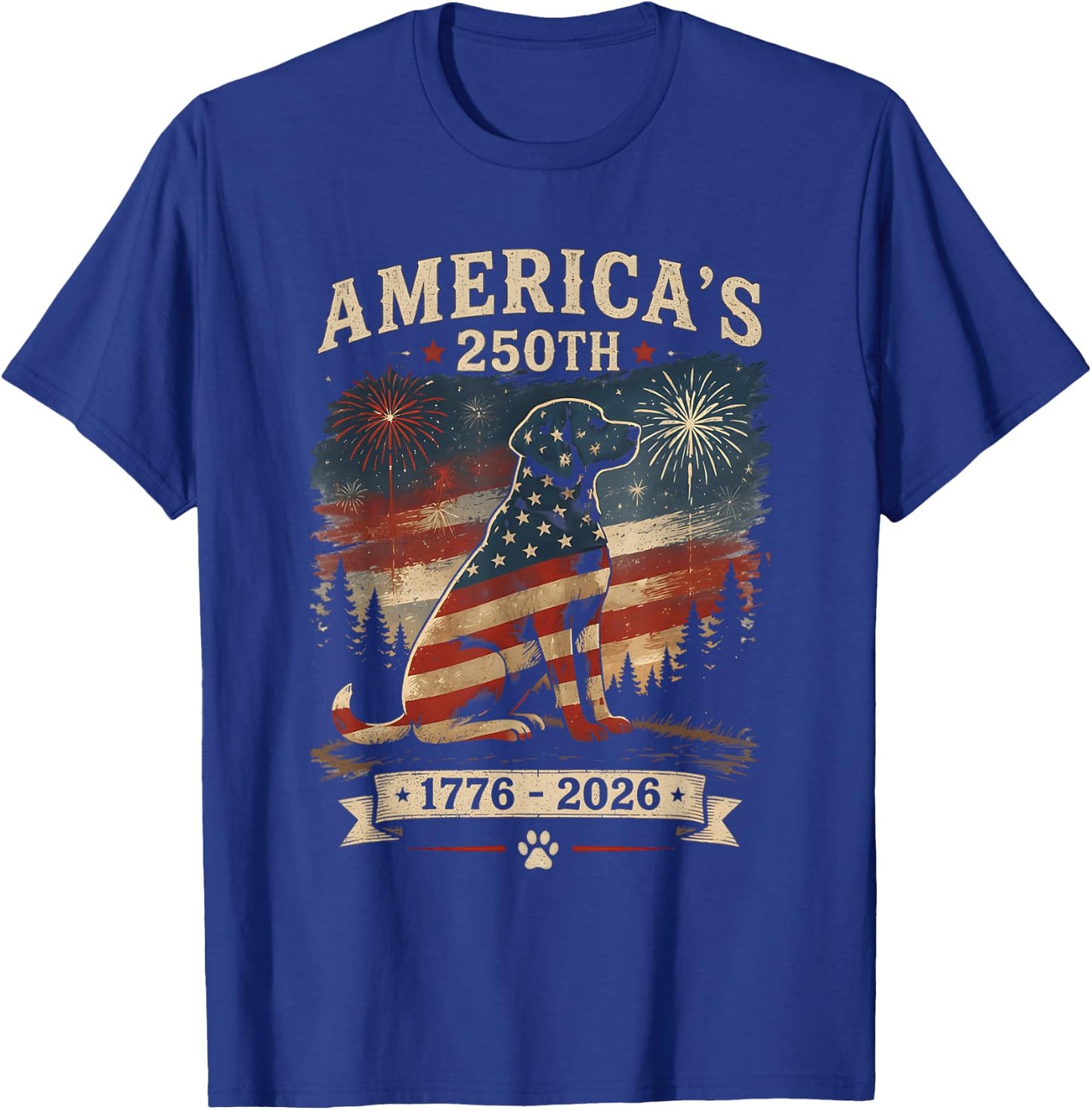 Labrador Retriever America's 250th Anniversary 1776 2026 T-Shirt - T-Shirt | Royal
