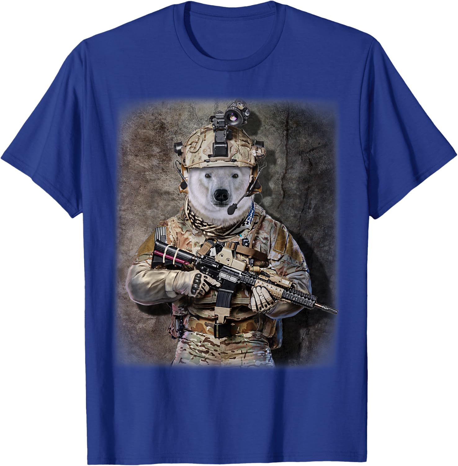 Polar Bear as Army Commando in Full Tactical Gear T-Shirt - T-Shirt | Royal