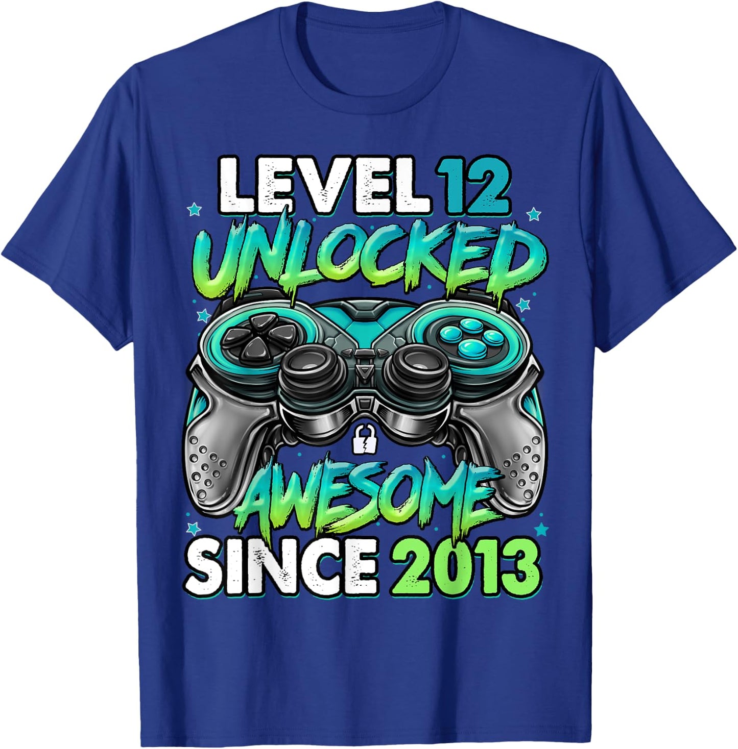 Level 12 Unlocked Awesome Since 2013 12th Birthday Gaming T-Shirt - T-Shirt | Royal