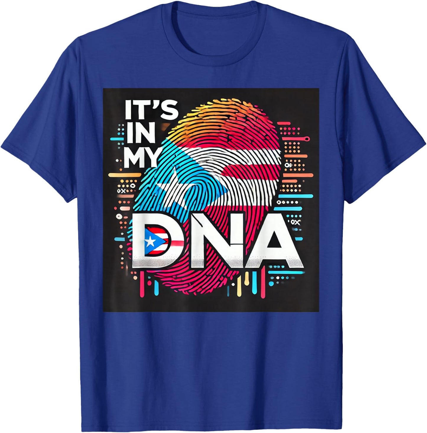 It's in My DNA" Puerto Rico Flag Fingerprint Flag PR Pride T-Shirt - T-Shirt | Royal