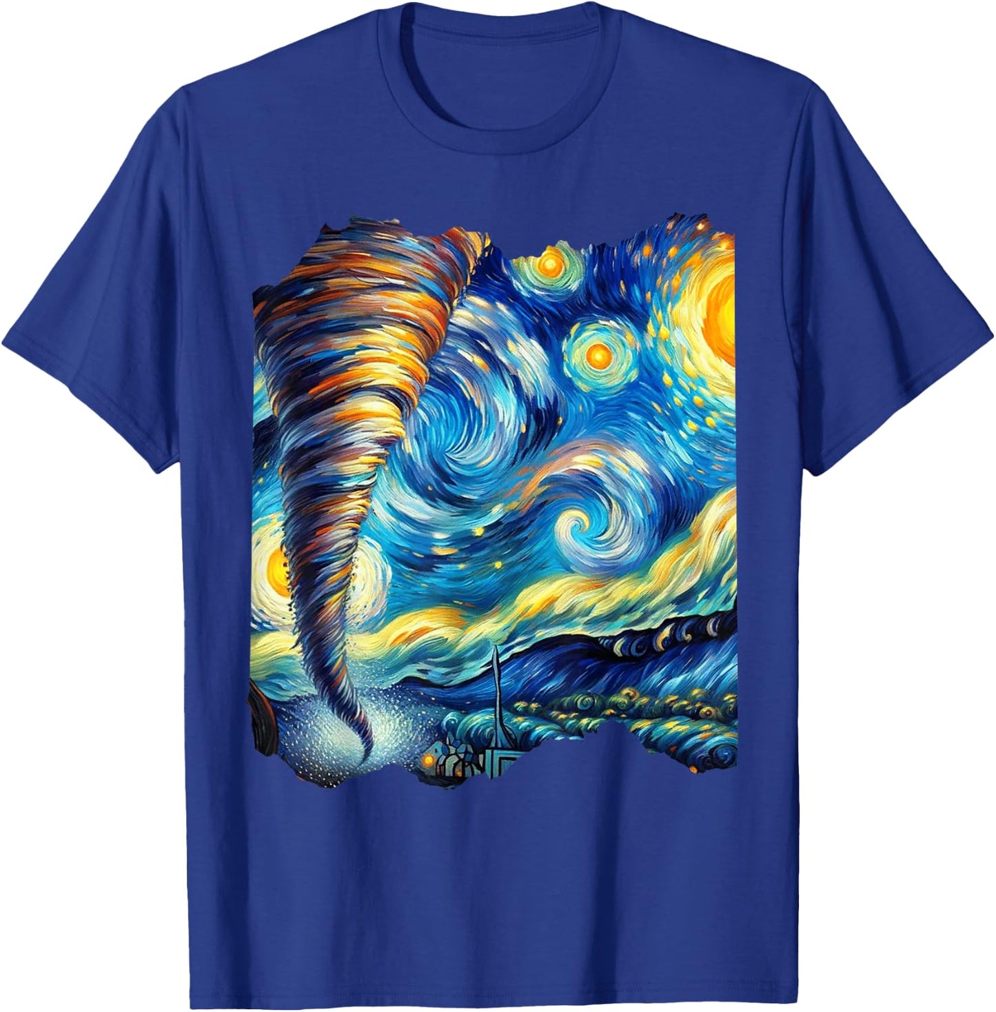 Tornado Van Gogh Art Painting Star Sky Night Nature Weather T-Shirt - T-Shirt | Royal