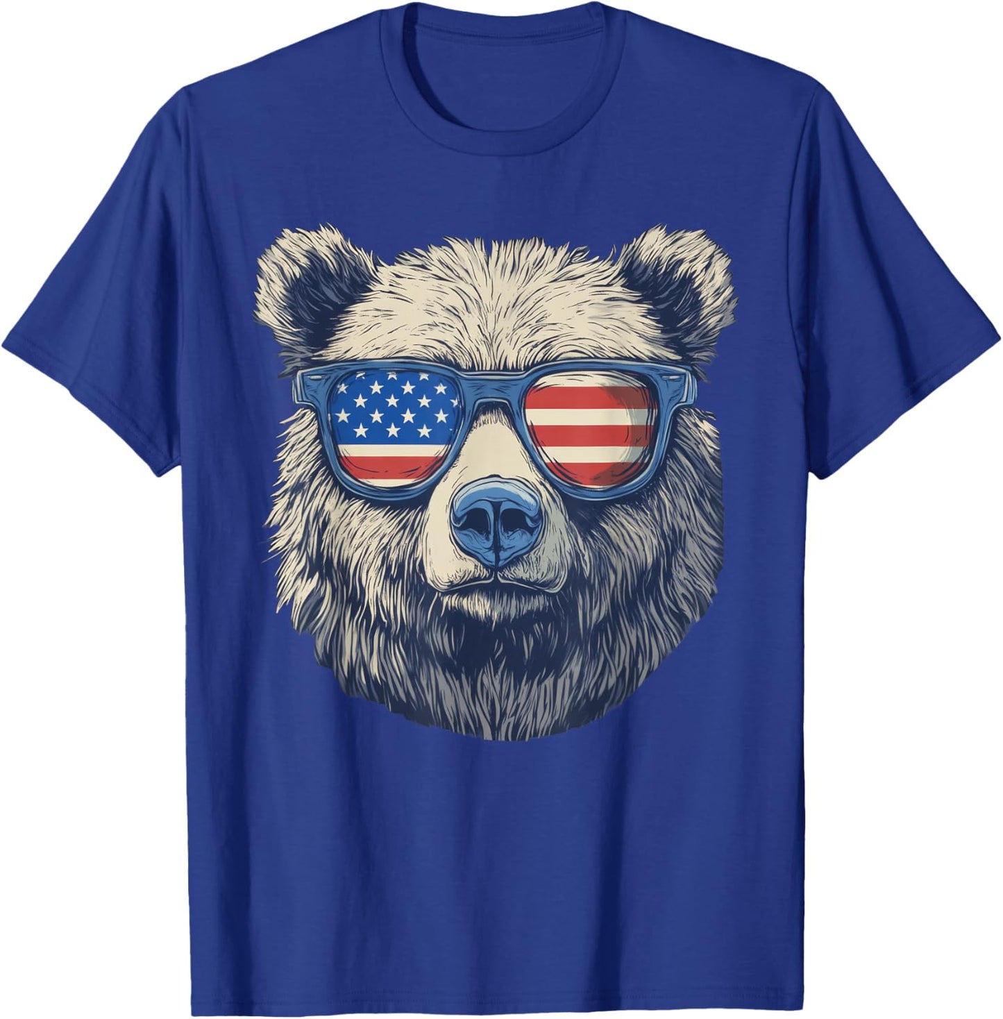 Bear Sunglasses American Flag 4th Of July T-Shirt - T-Shirt | Royal