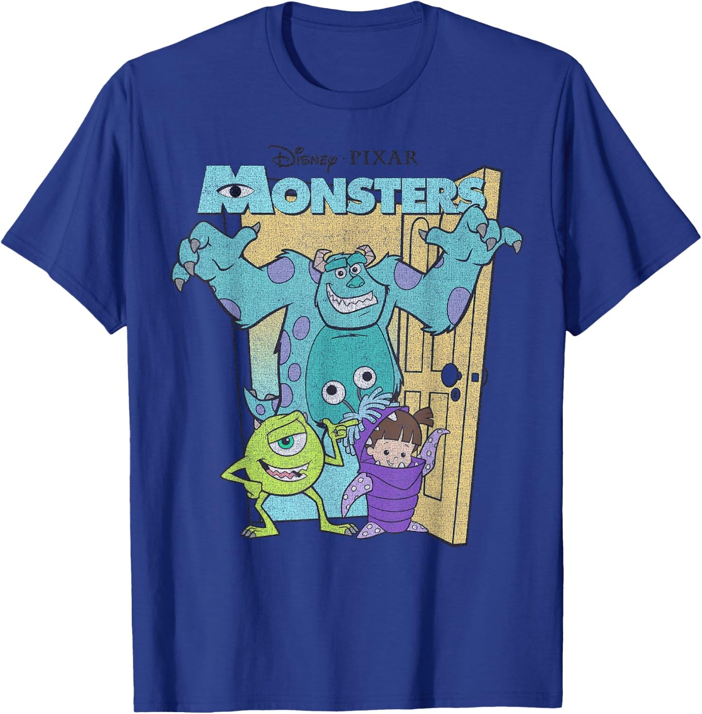 Disney Pixar Monsters Inc. Mike Sully Boo Group Poster T-Shirt - T-Shirt | Royal