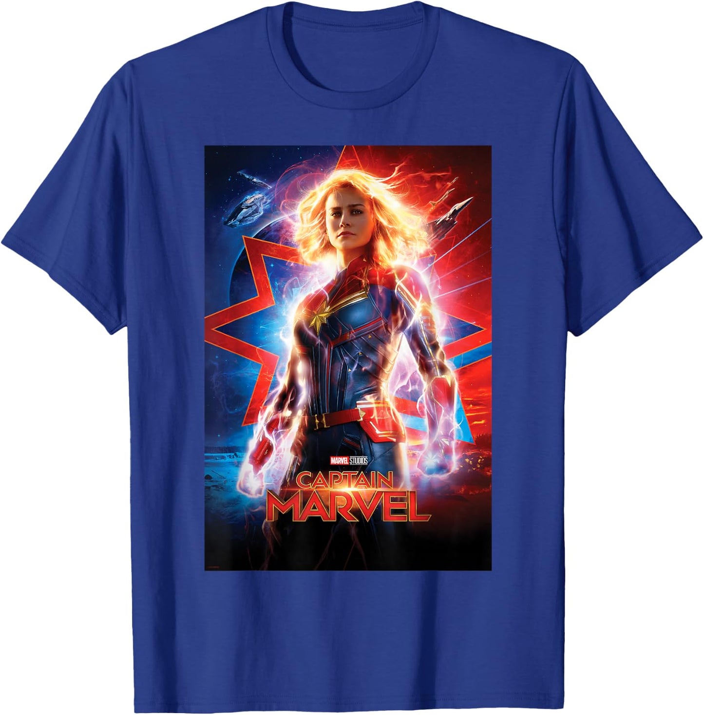 Marvel Captain Marvel Suited Up Poster T-Shirt - T-Shirt | Royal