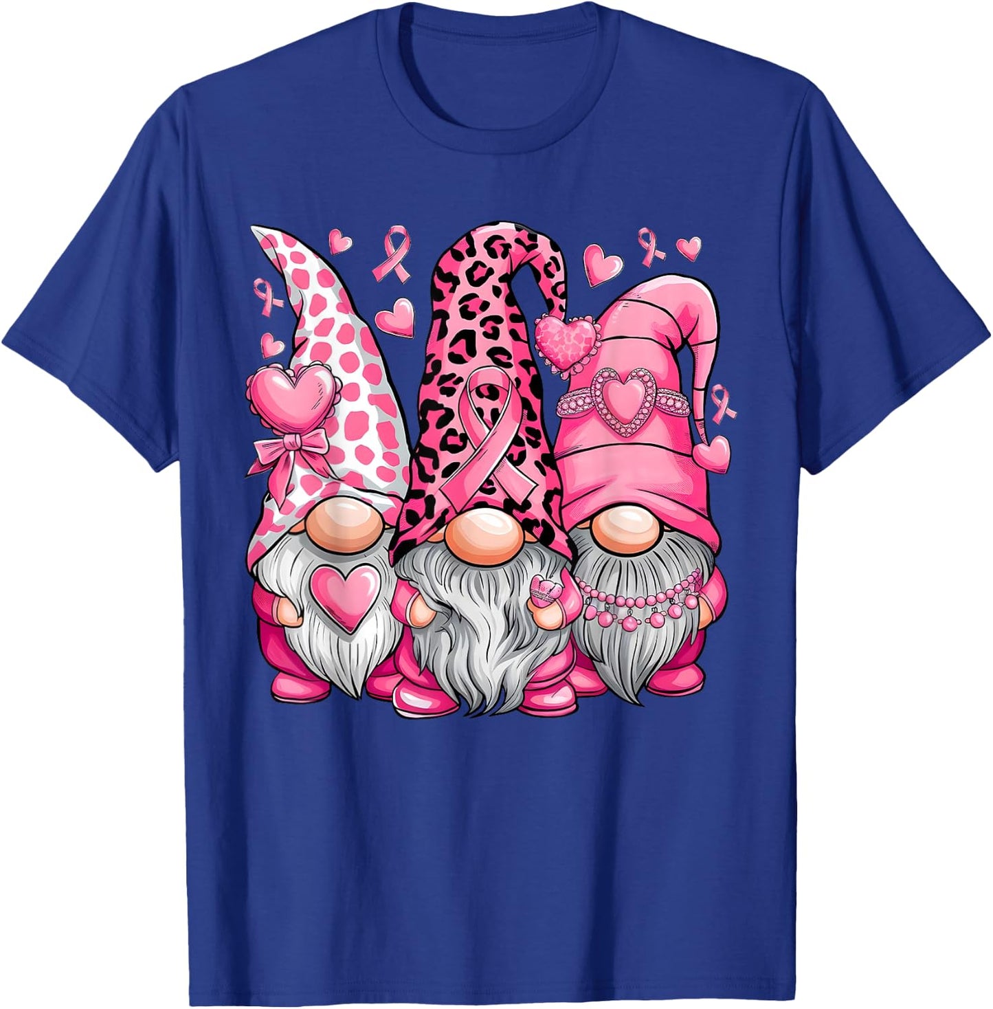In October We Wear Pink Ribbon Gnomes Women Breast Cancer T-Shirt - T-Shirt | Royal