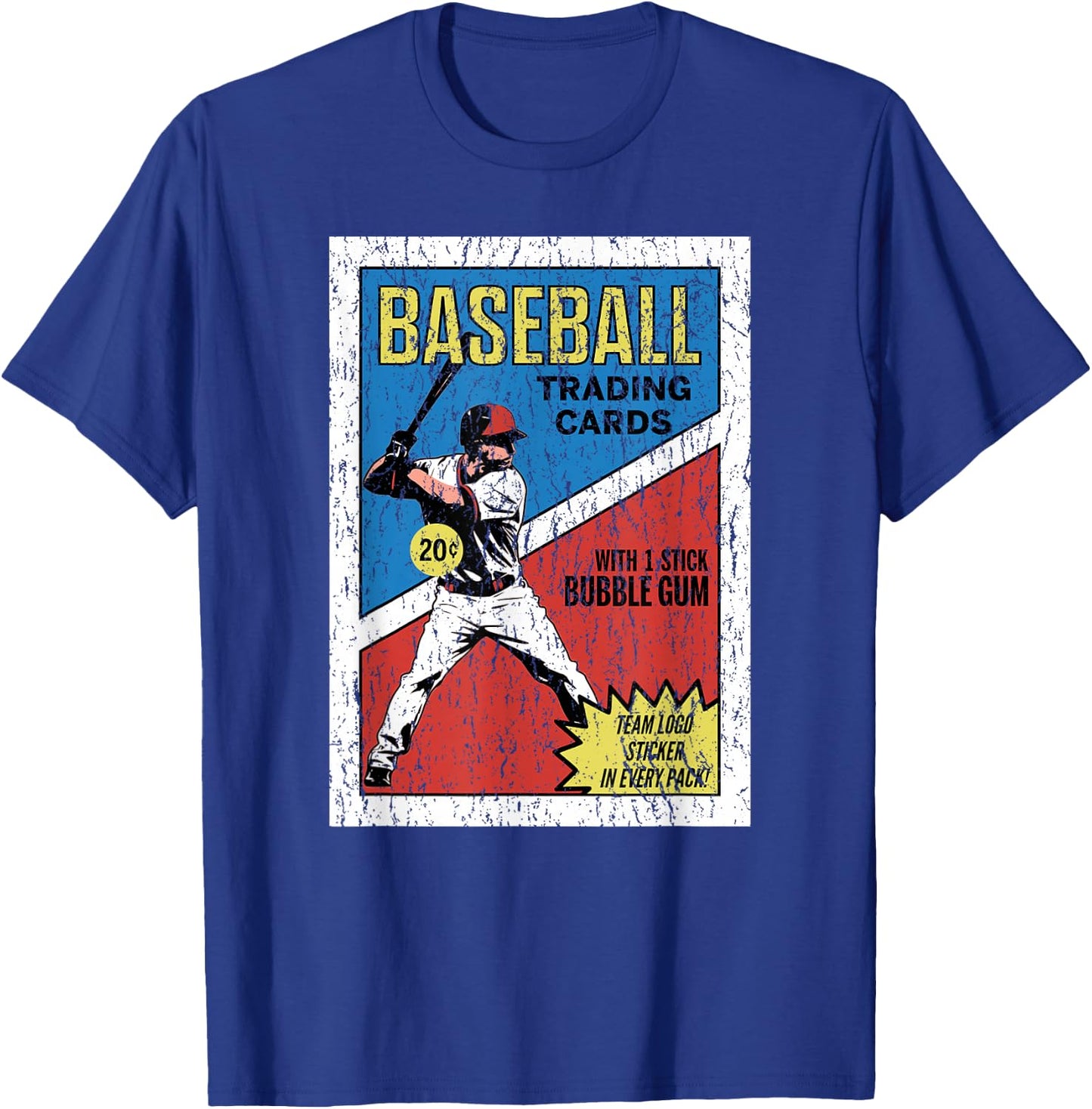 Retro Baseball Card Wrapper (Distressed) T-Shirt - T-Shirt | Royal