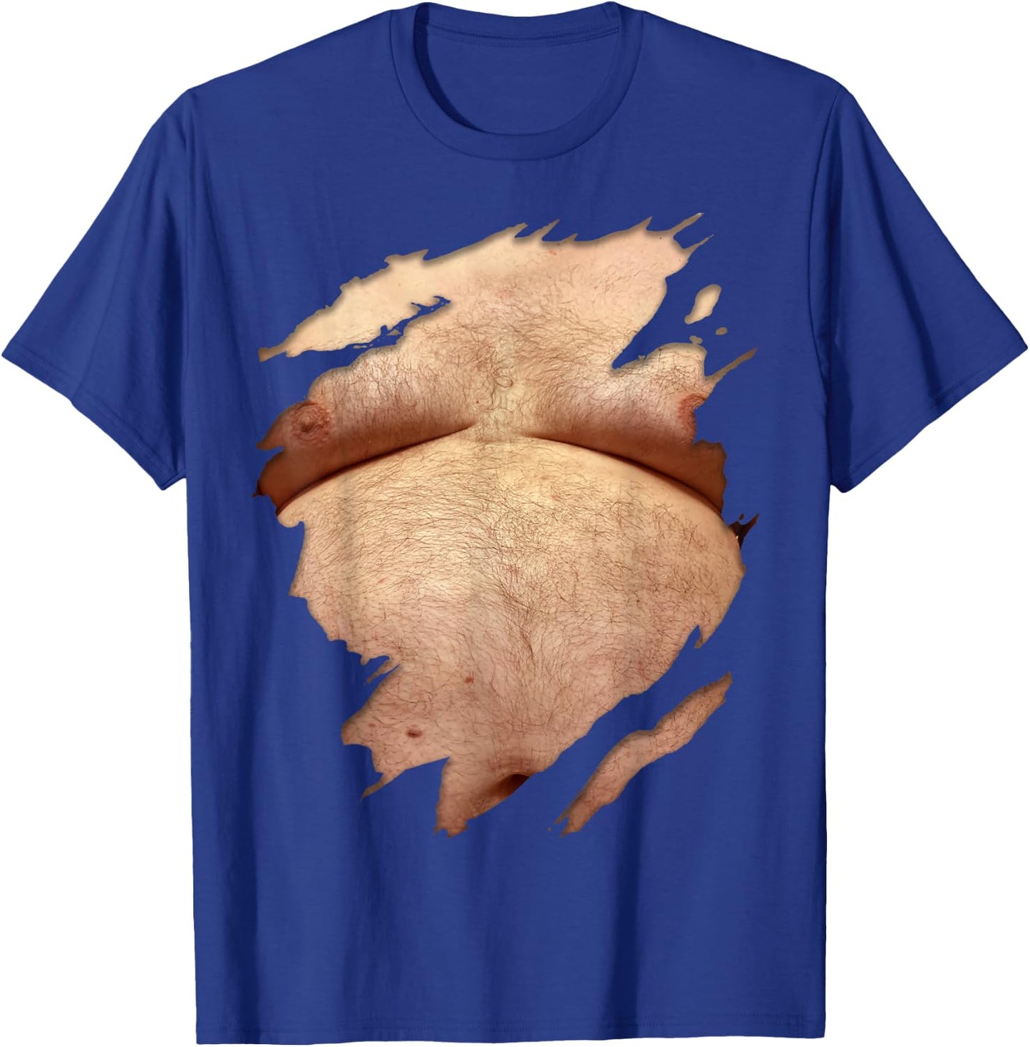 Fat Hairy Guy Big Stomach & Man Boobs Fat Dad BOD T-Shirt - T-Shirt | Royal