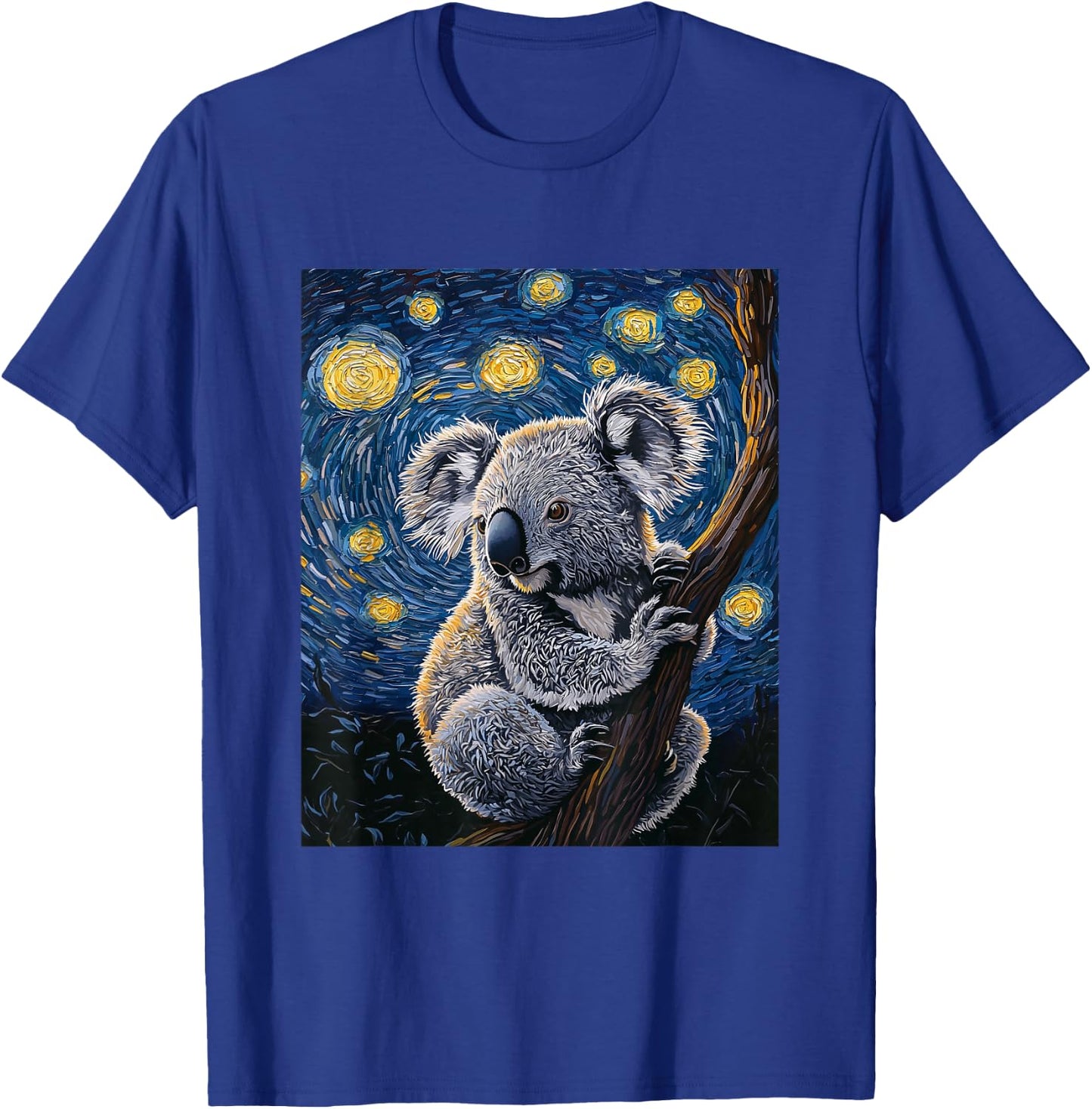 Cute Koala Bear - Van Gogh Style - Starry Night Graphic T-Shirt - T-Shirt | Royal