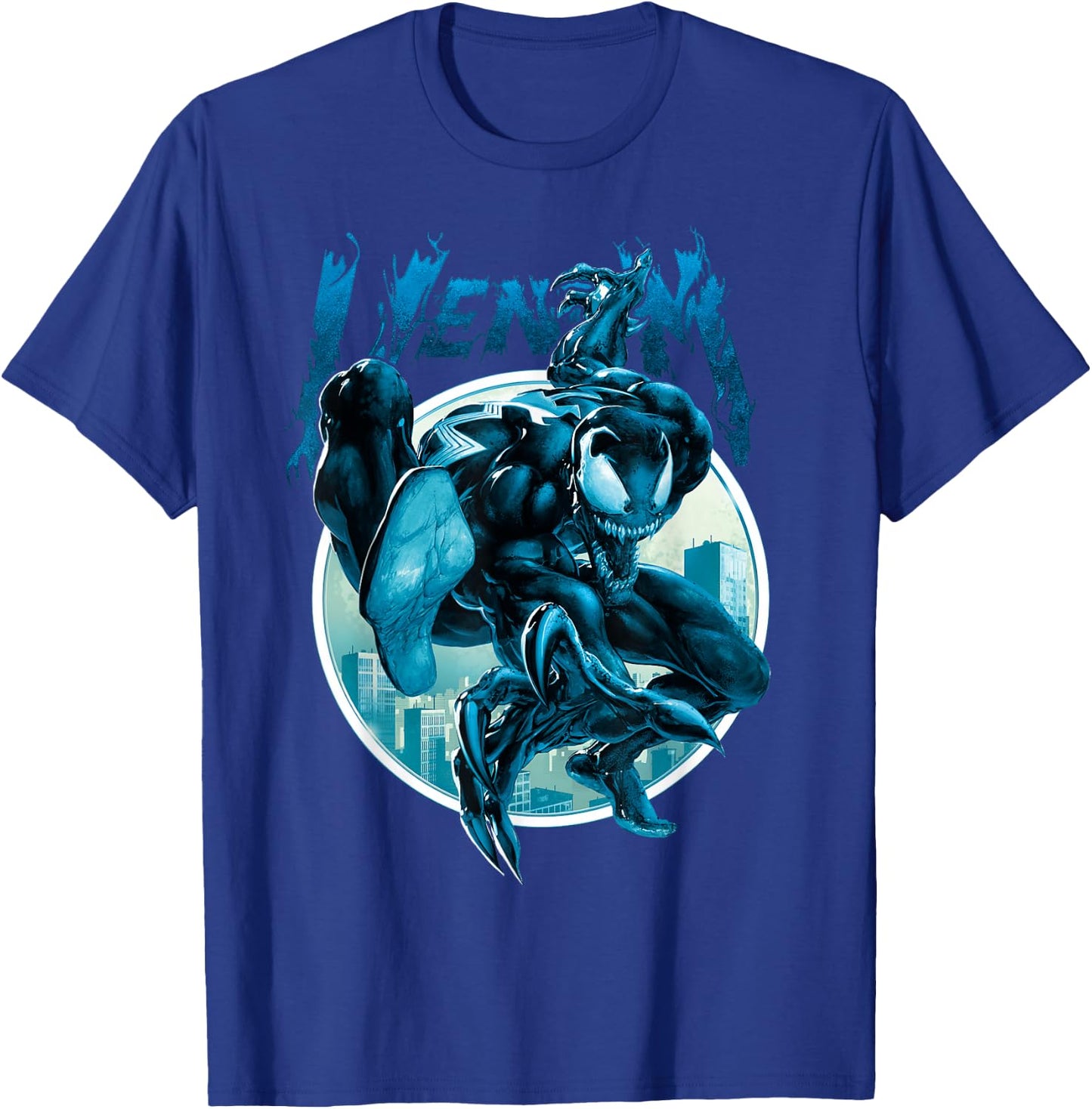 Marvel Venom Deep Blue Circle Logo Graphic T-Shirt - T-Shirt | Royal