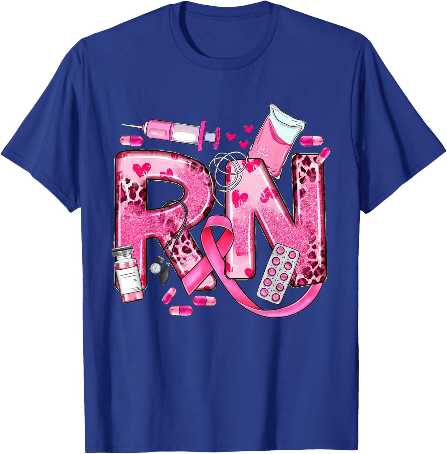 Nurse Breast Cancer Awareness Pink Ribbon Nursing RN Life T-Shirt - T-Shirt | Royal