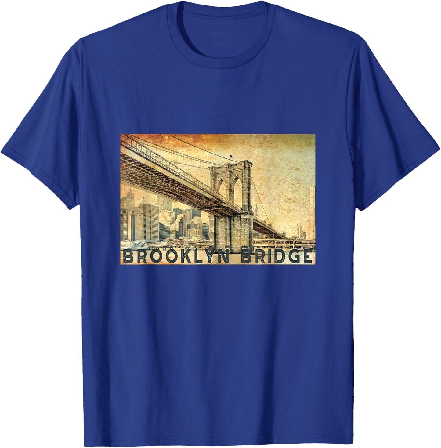 NY Brooklyn Bridge Connects Manhattan & Brooklyn Men Women T-Shirt - T-Shirt | Royal
