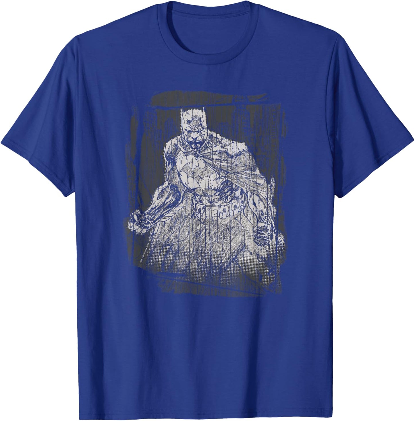 Batman Pencilled Rain T-Shirt - T-Shirt | Royal