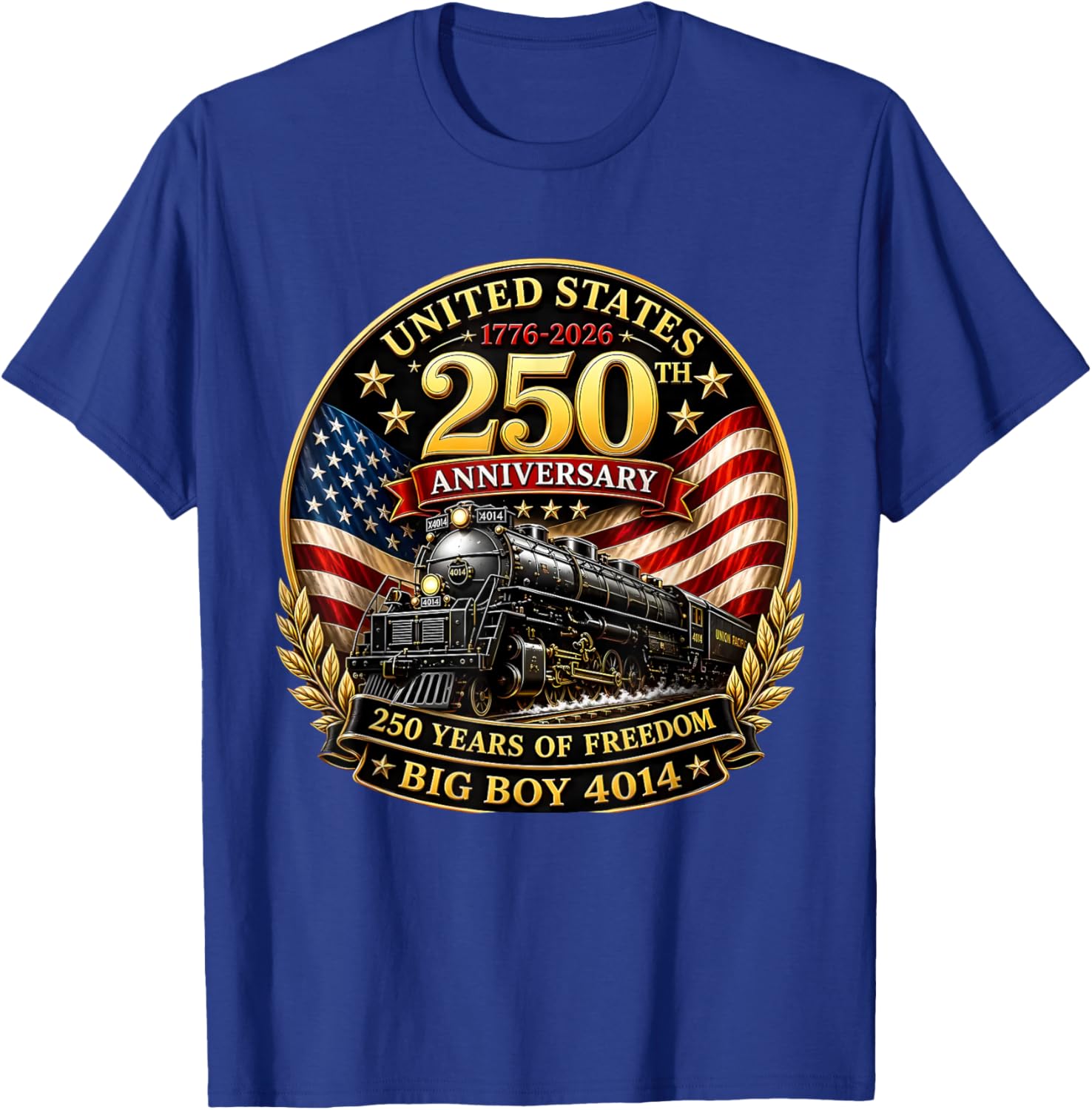 Big Boy 4014 Vintage 250 Steam Locomotive Railroad Train T-Shirt - T-Shirt | Royal
