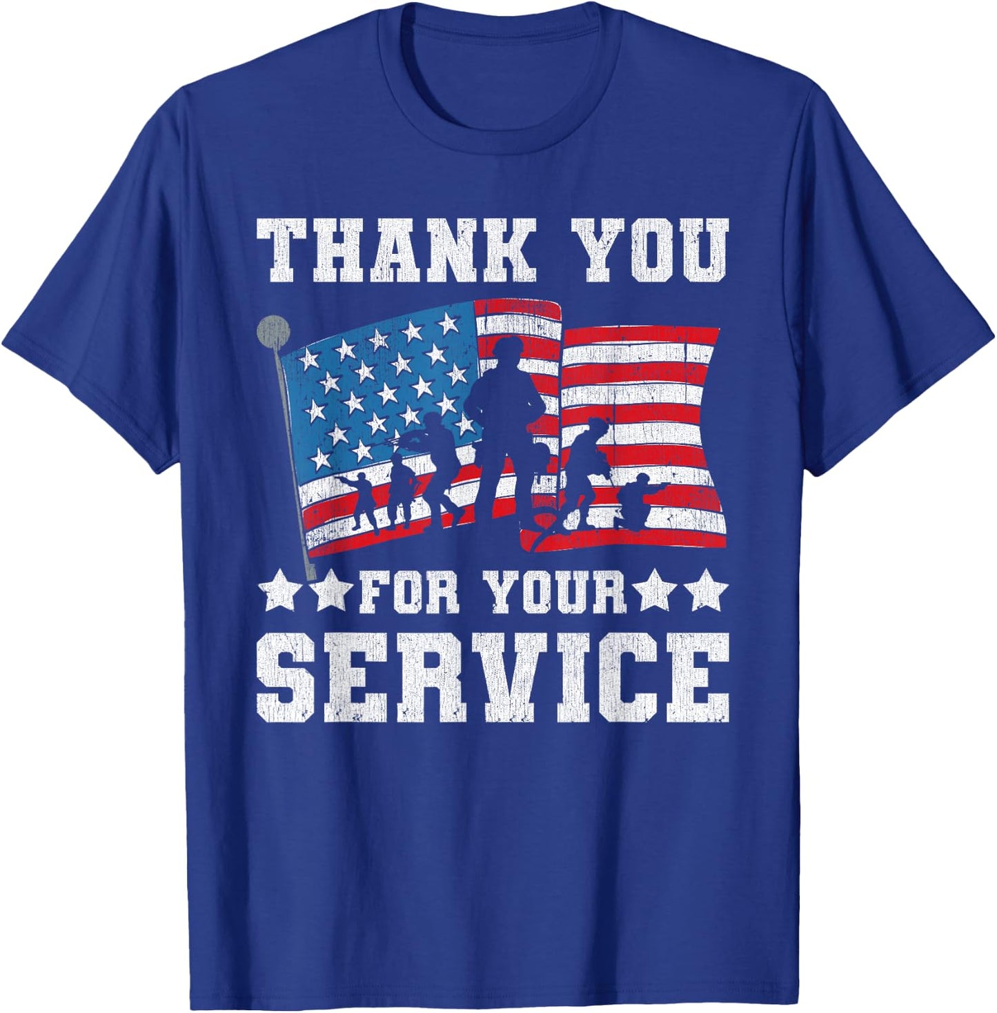 Thank You For Your Service American Flag Military Gift Shirt T-Shirt - T-Shirt | Royal