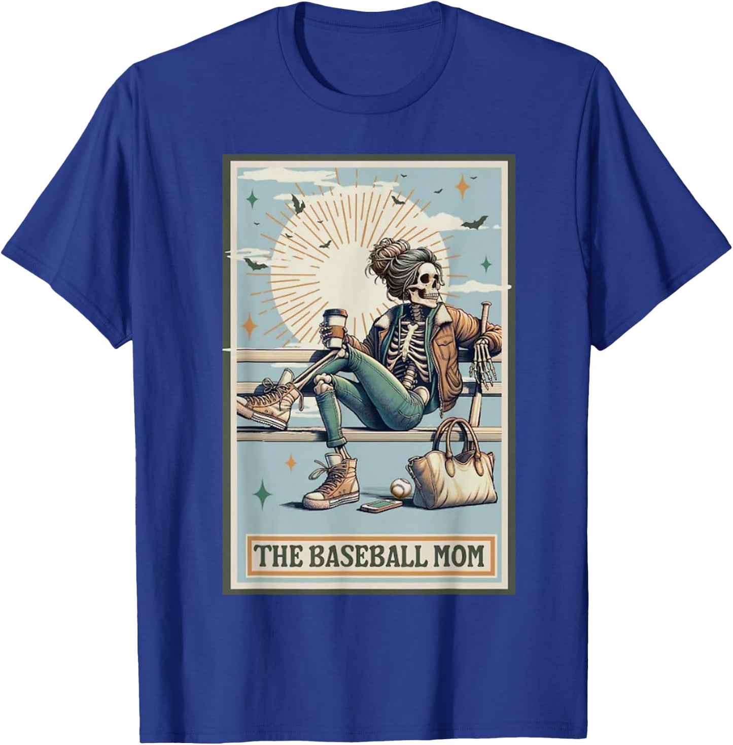 The Baseball Mom Skeleton Tarot Card Baseball Mom T-Shirt - T-Shirt | Royal