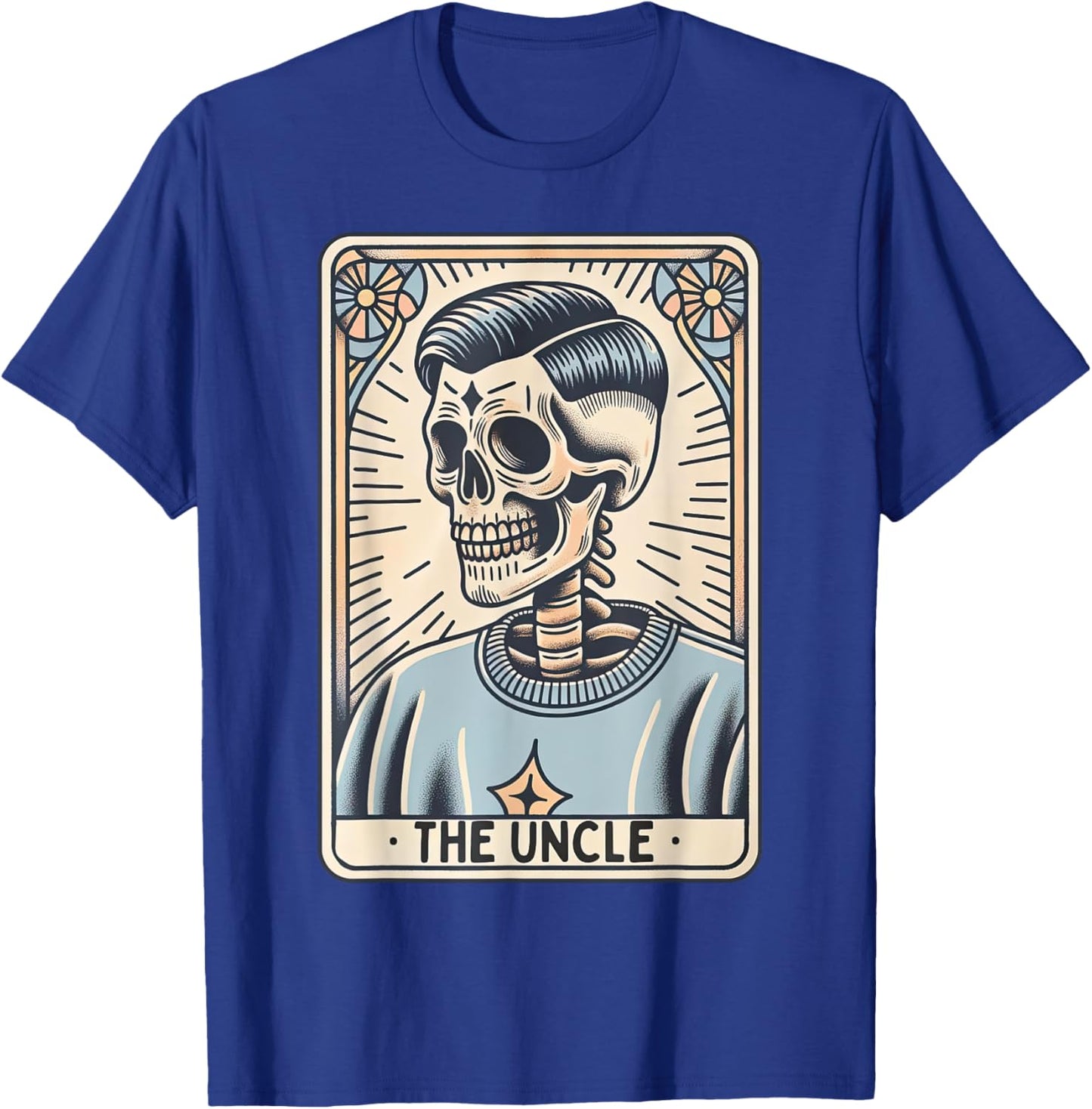 Retro Male Skeleton Uncle Tarot Card Pregnancy Announcement T-Shirt - T-Shirt | Royal