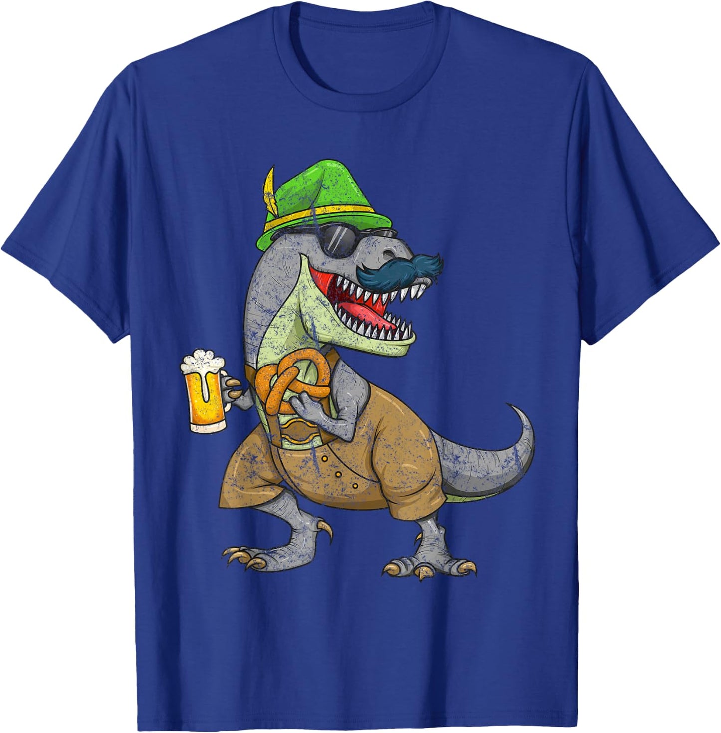 Oktoberfest T Rex Dinosaur Beer Mug Pretzel Funny Gift T-Shirt - T-Shirt | Royal