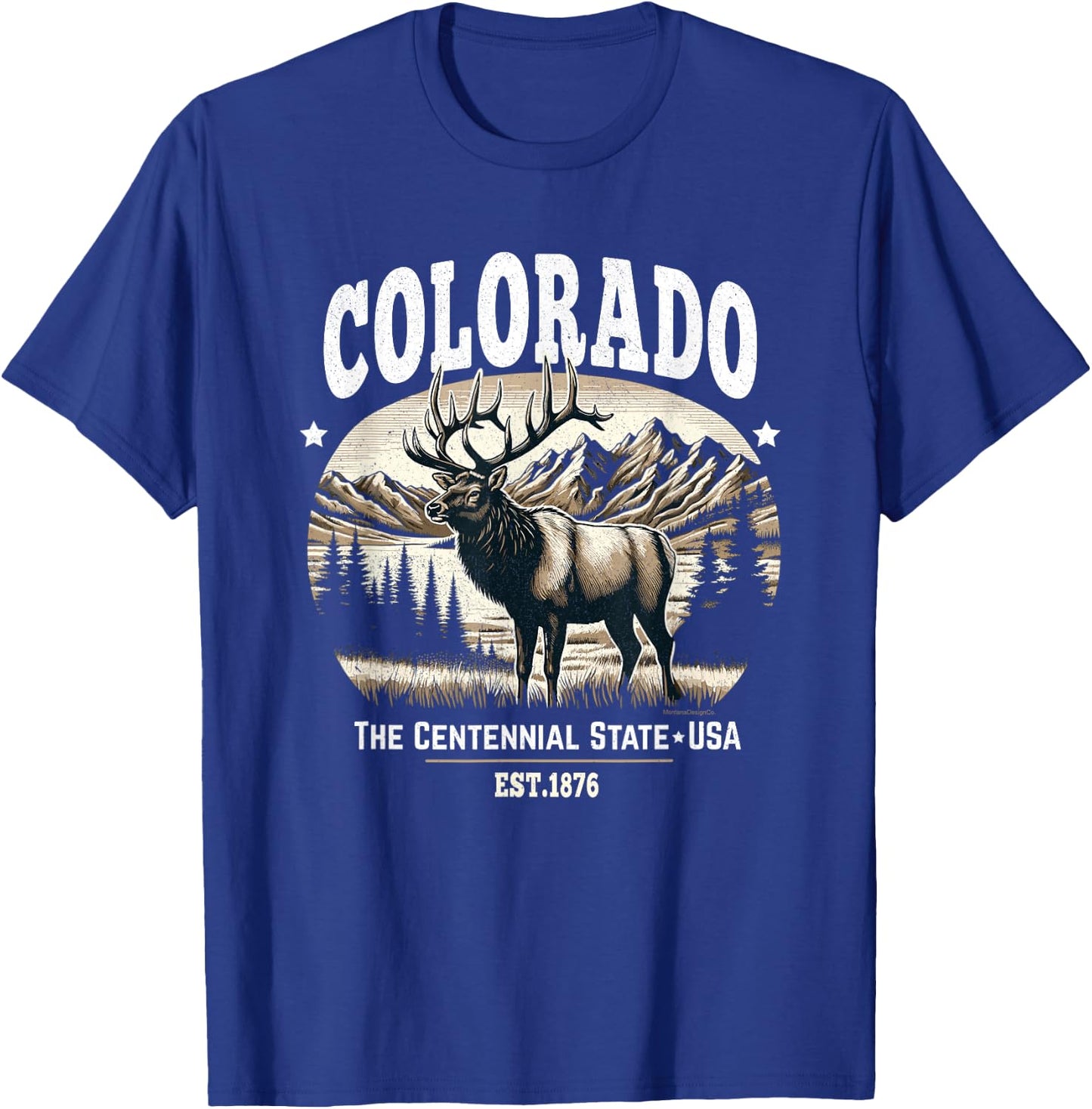 Colorado Rocky Mountain Elk, The Centennial State T-Shirt - T-Shirt | Royal