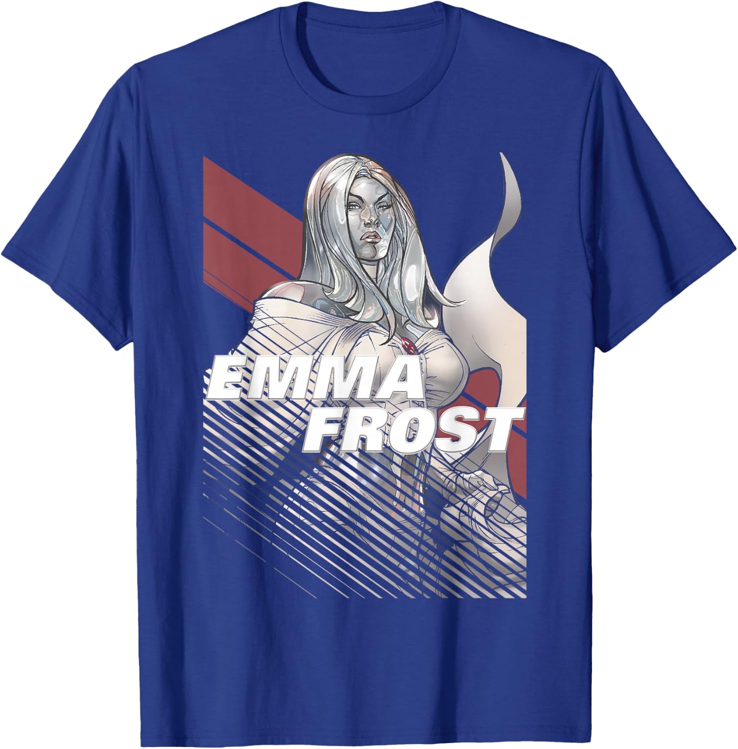Marvel X-Men Emma Frost Moto-Stripe Fadeout Graphic T-Shirt - T-Shirt | Royal