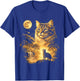 Cat Howling to The Moon Meme 90s Animal Graphic Cat T-Shirt - T-Shirt | Royal