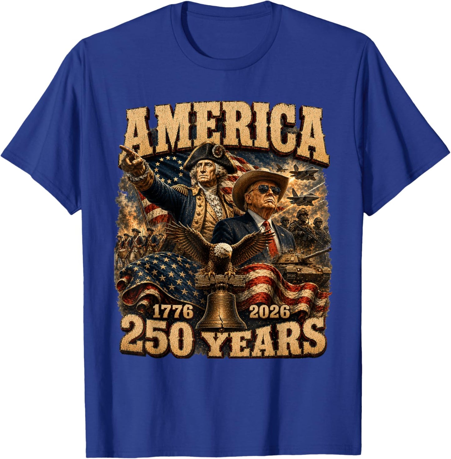 Washington Trump 250 Years of Leadership Patriotic USA T-Shirt - T-Shirt | Royal