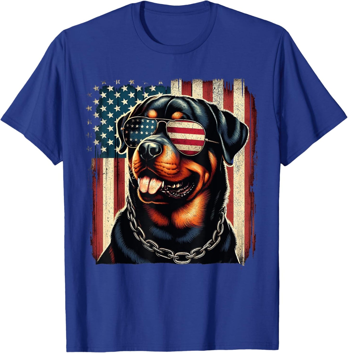 Rottweiler 4th of July American Flag Rottweiler Men T-Shirt - T-Shirt | Royal